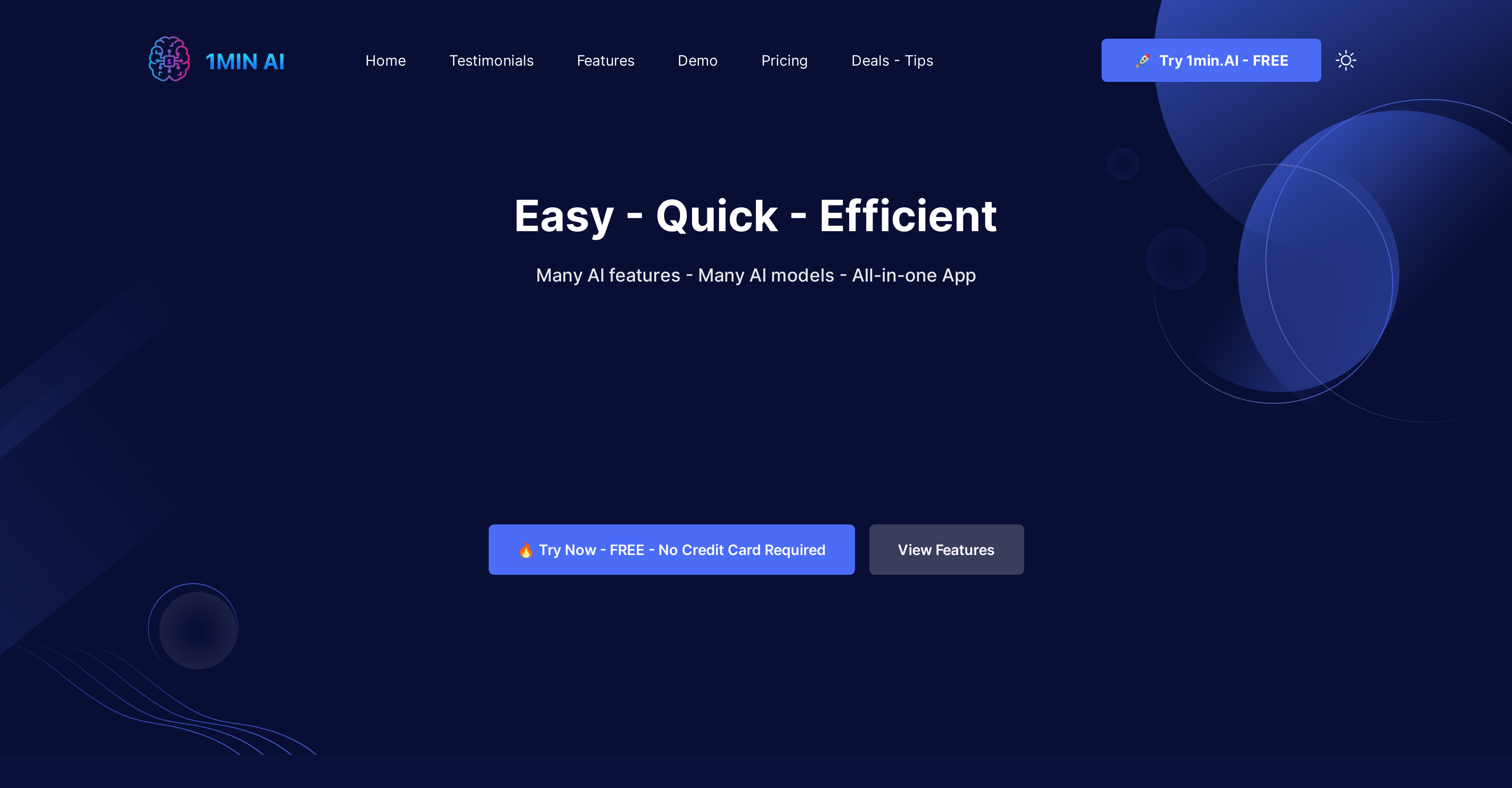 1minAI - Screenshot showing the interface and features of this AI tool