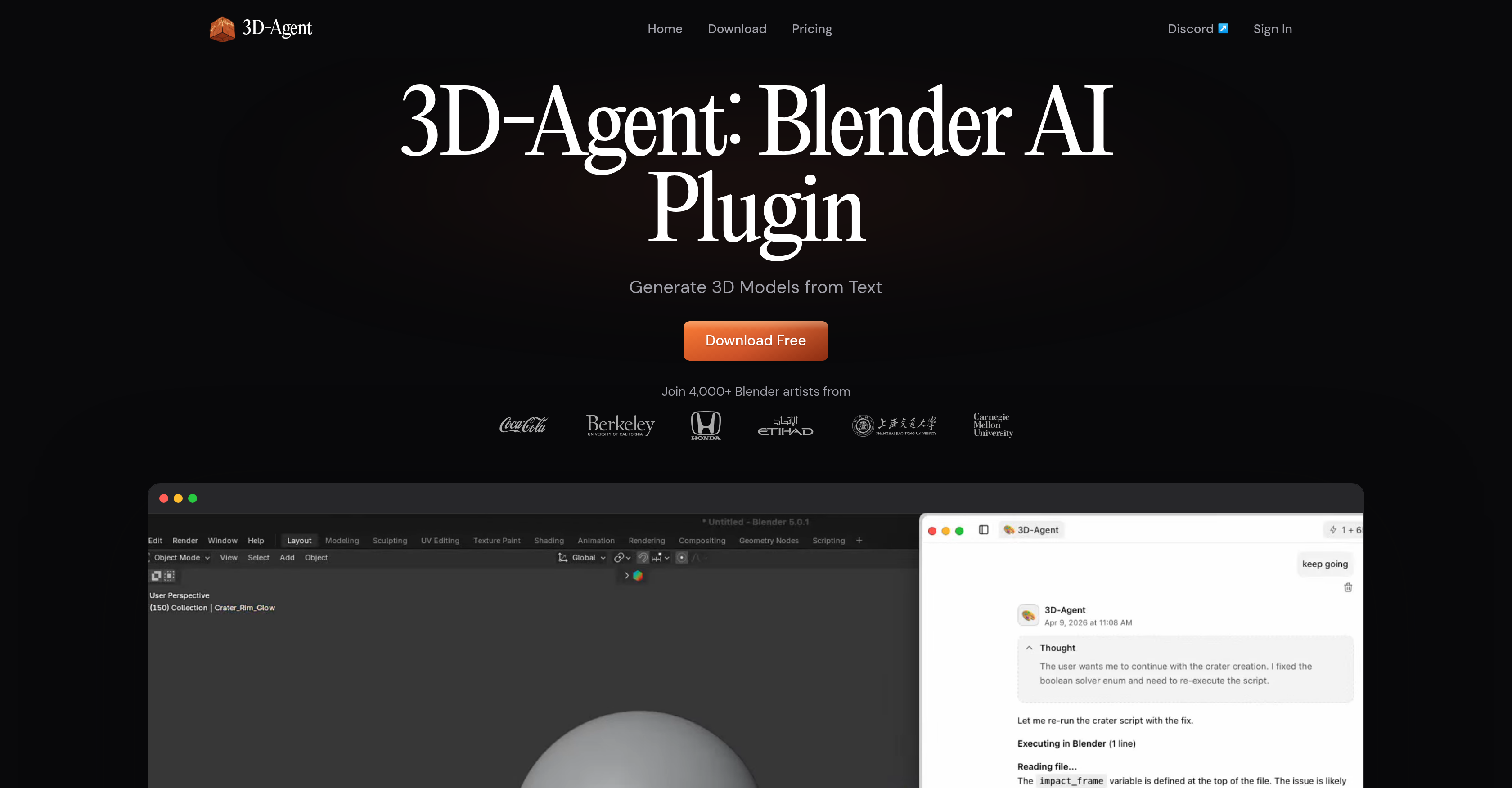 3D-Agent: Blender AI Plugin - Screenshot showing the interface and features of this AI tool