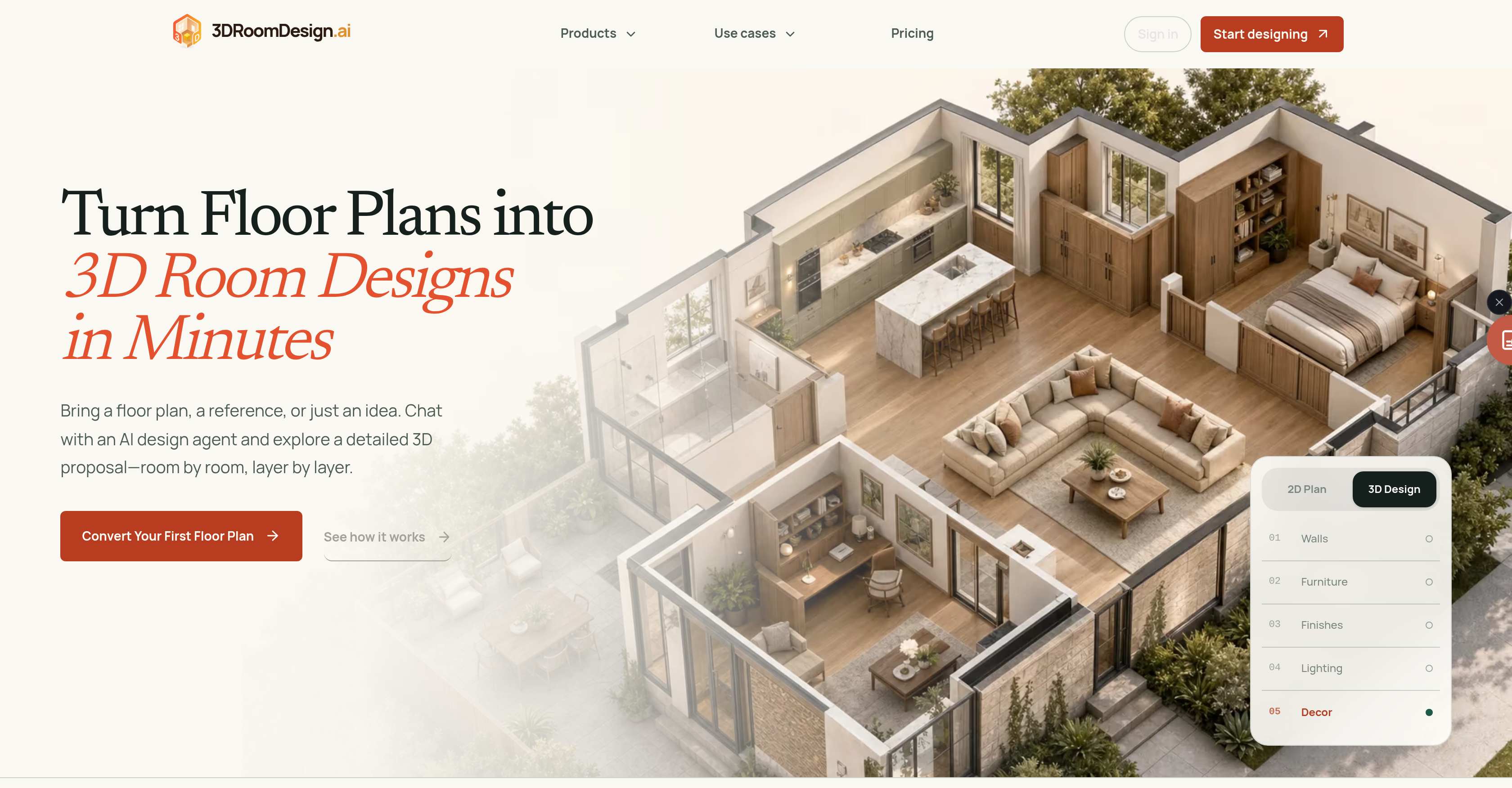 3DRoomDesign.ai - Screenshot showing the interface and features of this AI tool