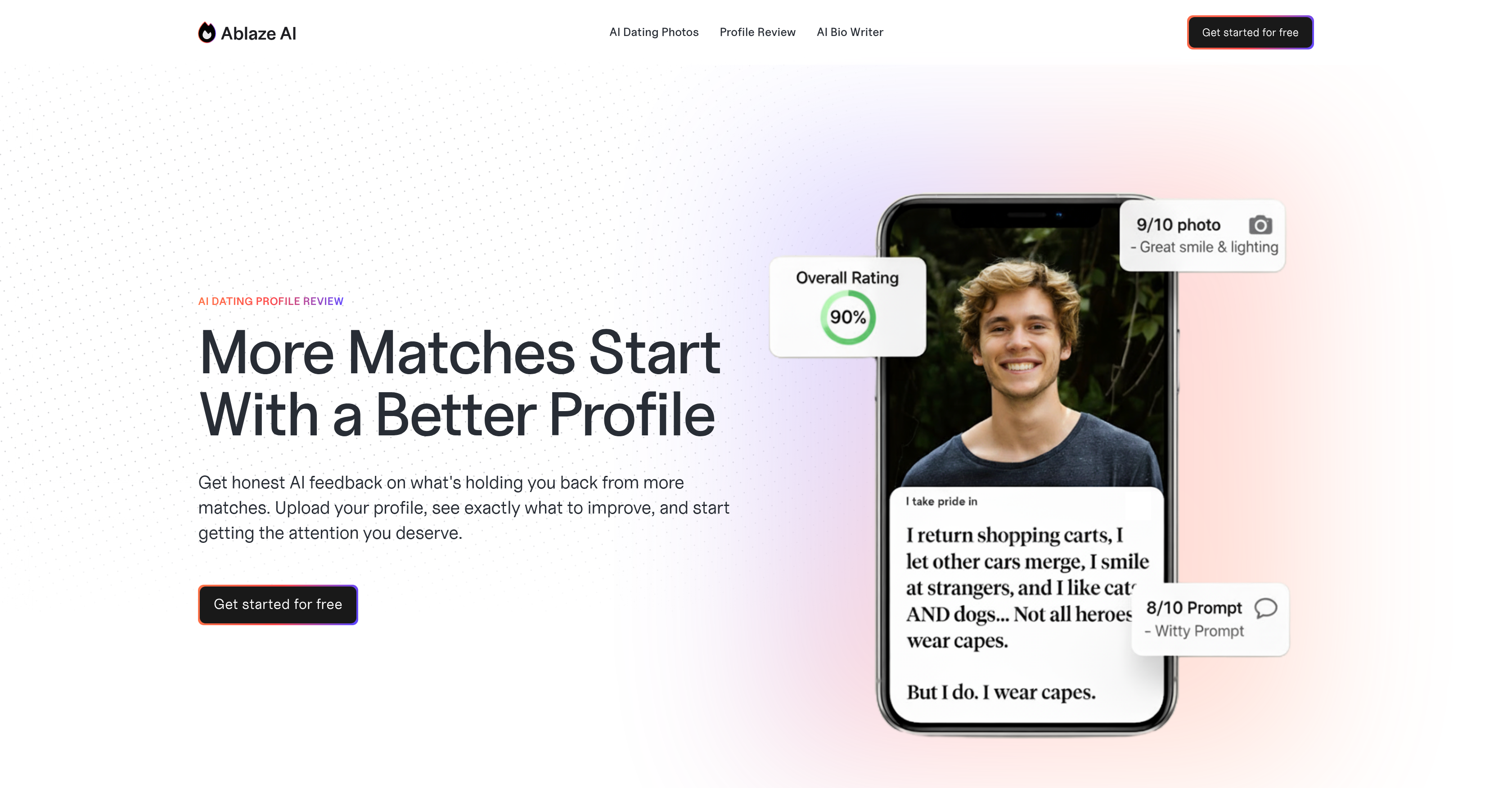 Ablaze AI Dating Profile Review - Screenshot showing the interface and features of this AI tool