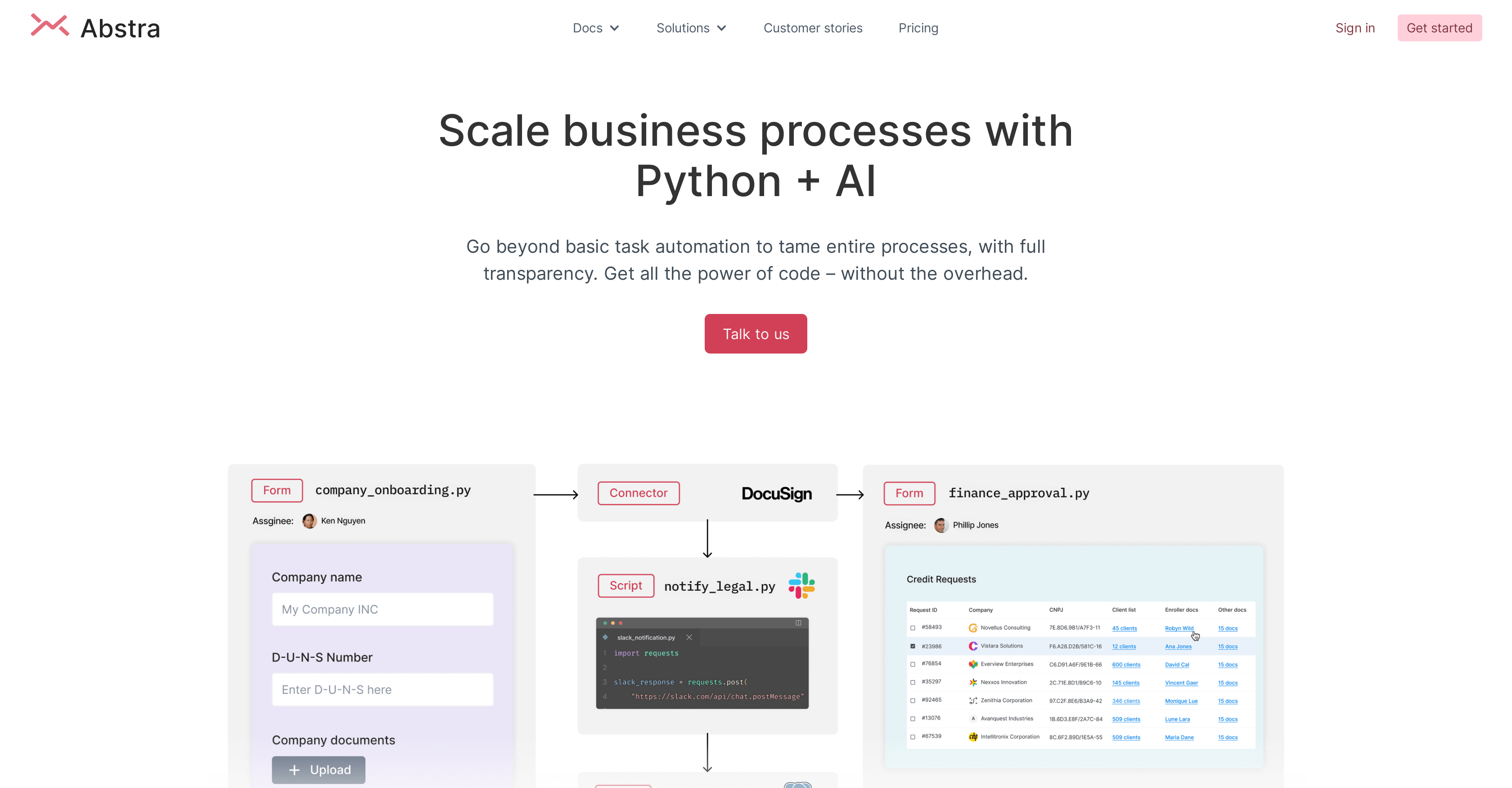 Abstra - Screenshot showing the interface and features of this AI tool
