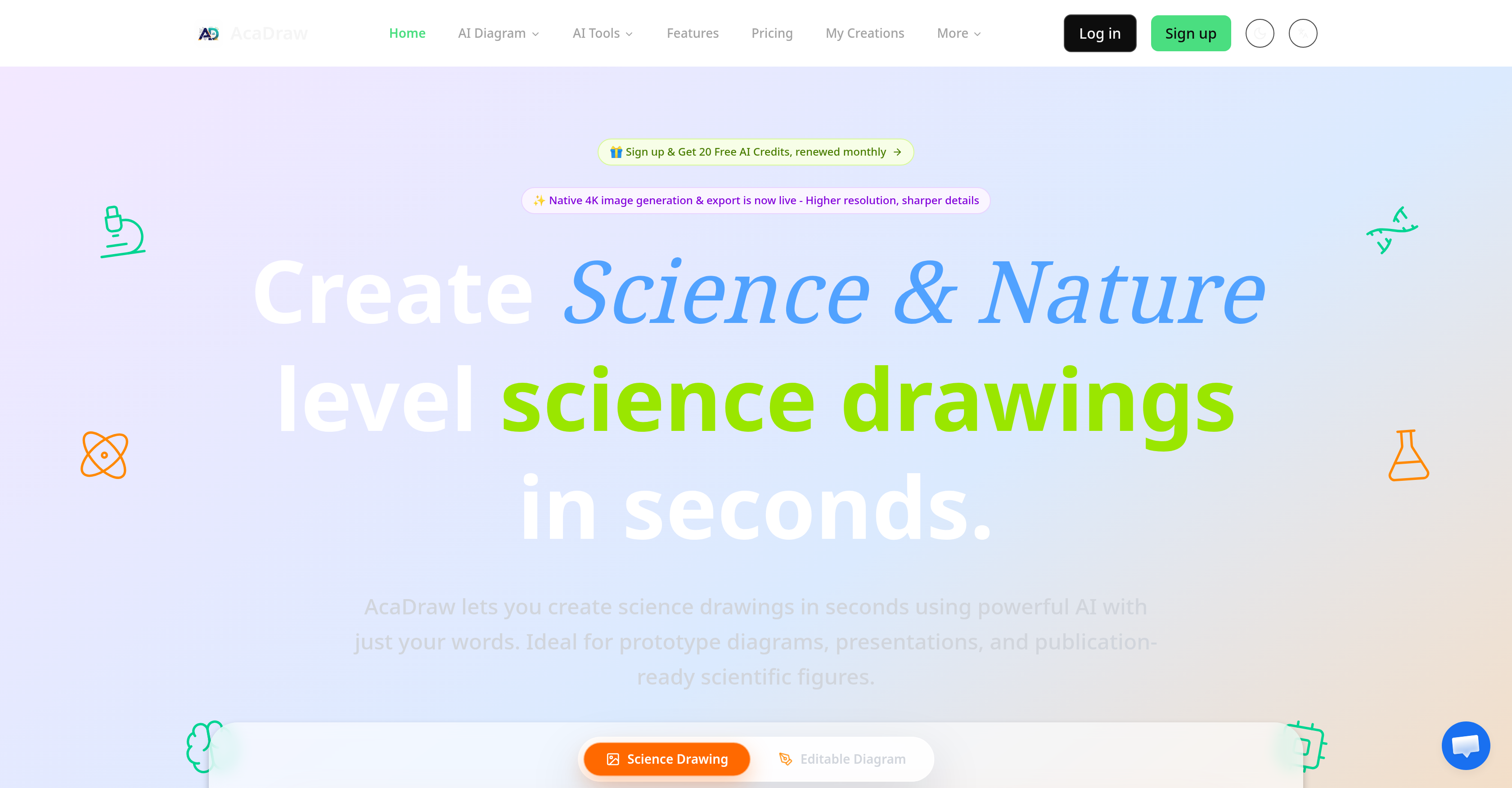 AcaDraw - Screenshot showing the interface and features of this AI tool