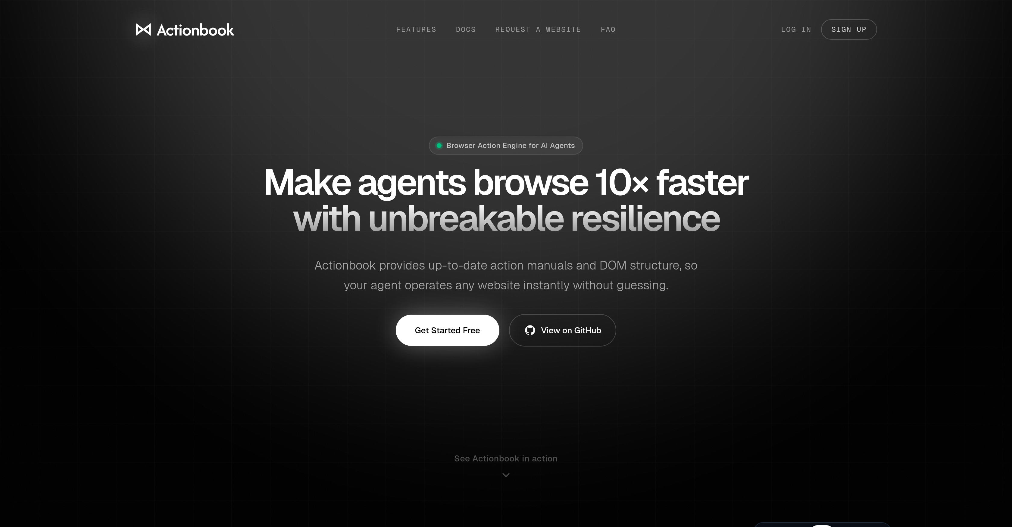 Actionbook - Screenshot showing the interface and features of this AI tool