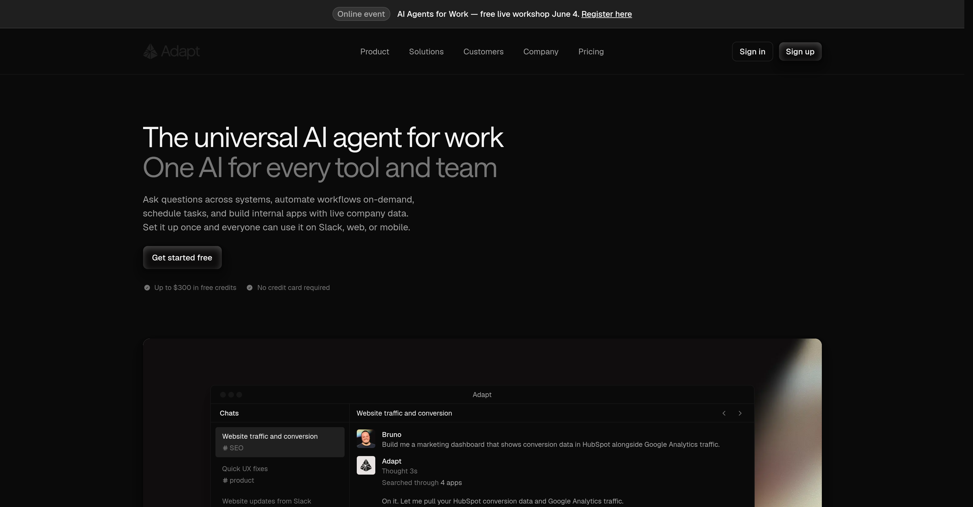Adapt - Screenshot showing the interface and features of this AI tool