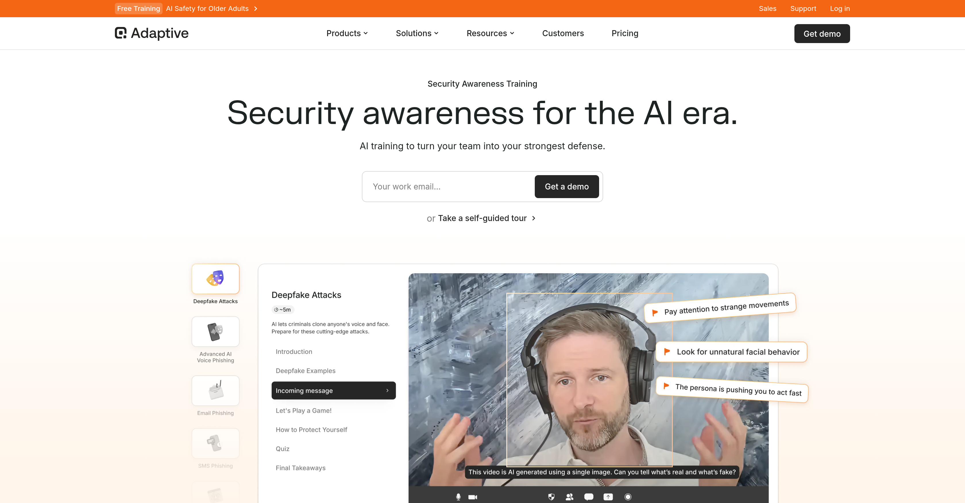Adaptive Security - Screenshot showing the interface and features of this AI tool