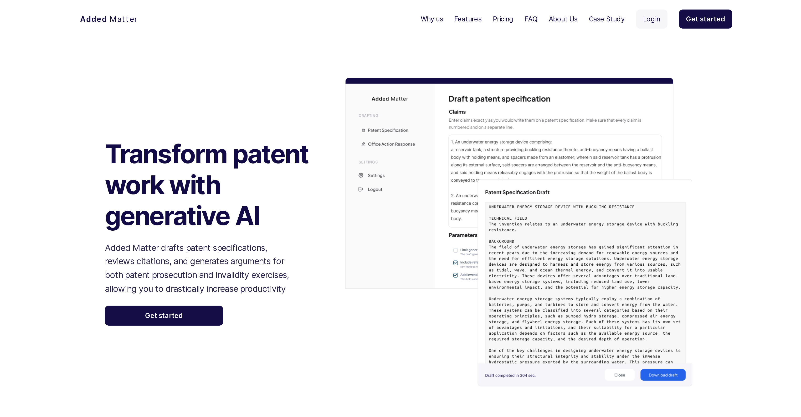 Added Matter - Screenshot showing the interface and features of this AI tool