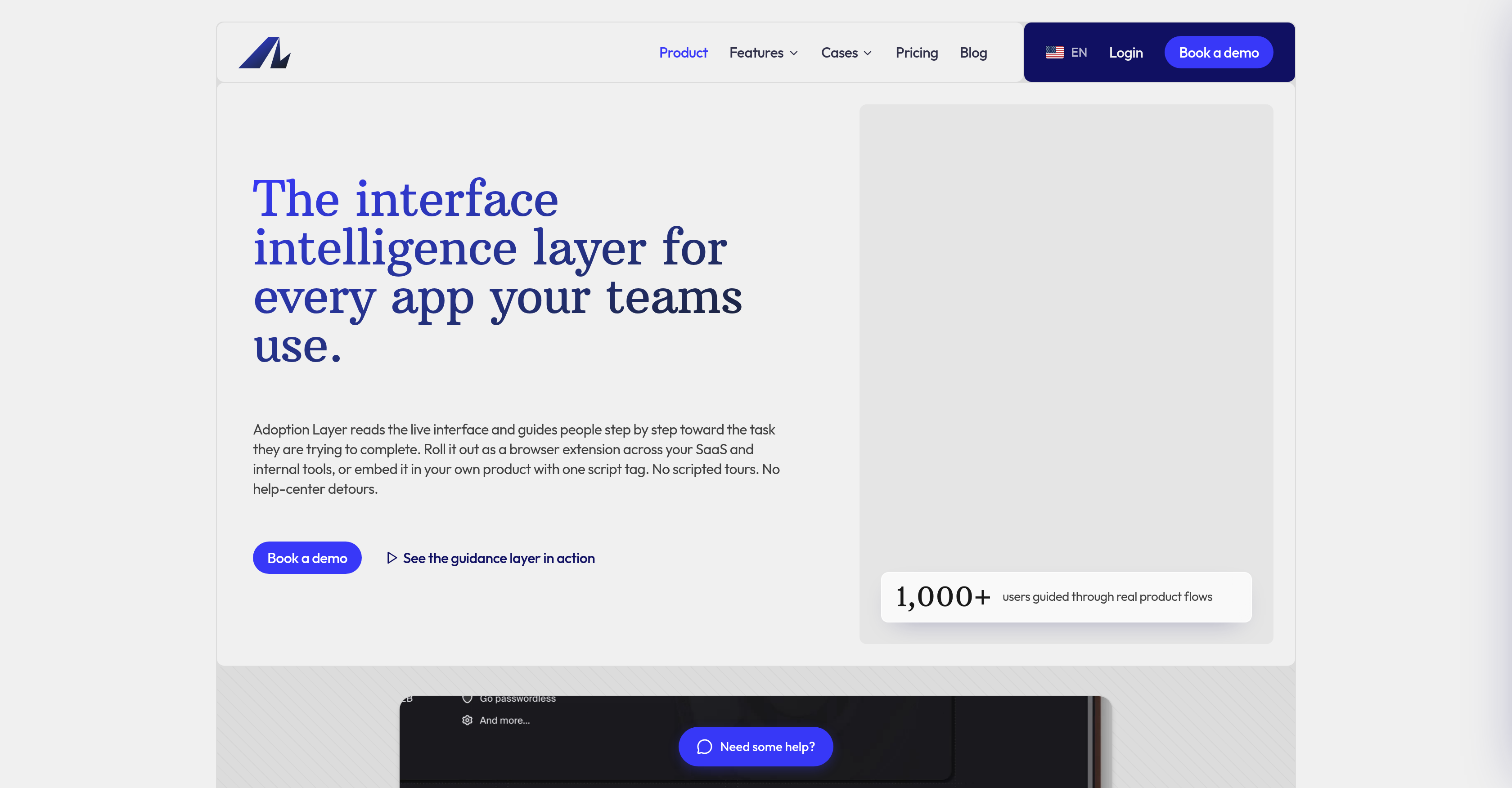Adoption Layer - Screenshot showing the interface and features of this AI tool
