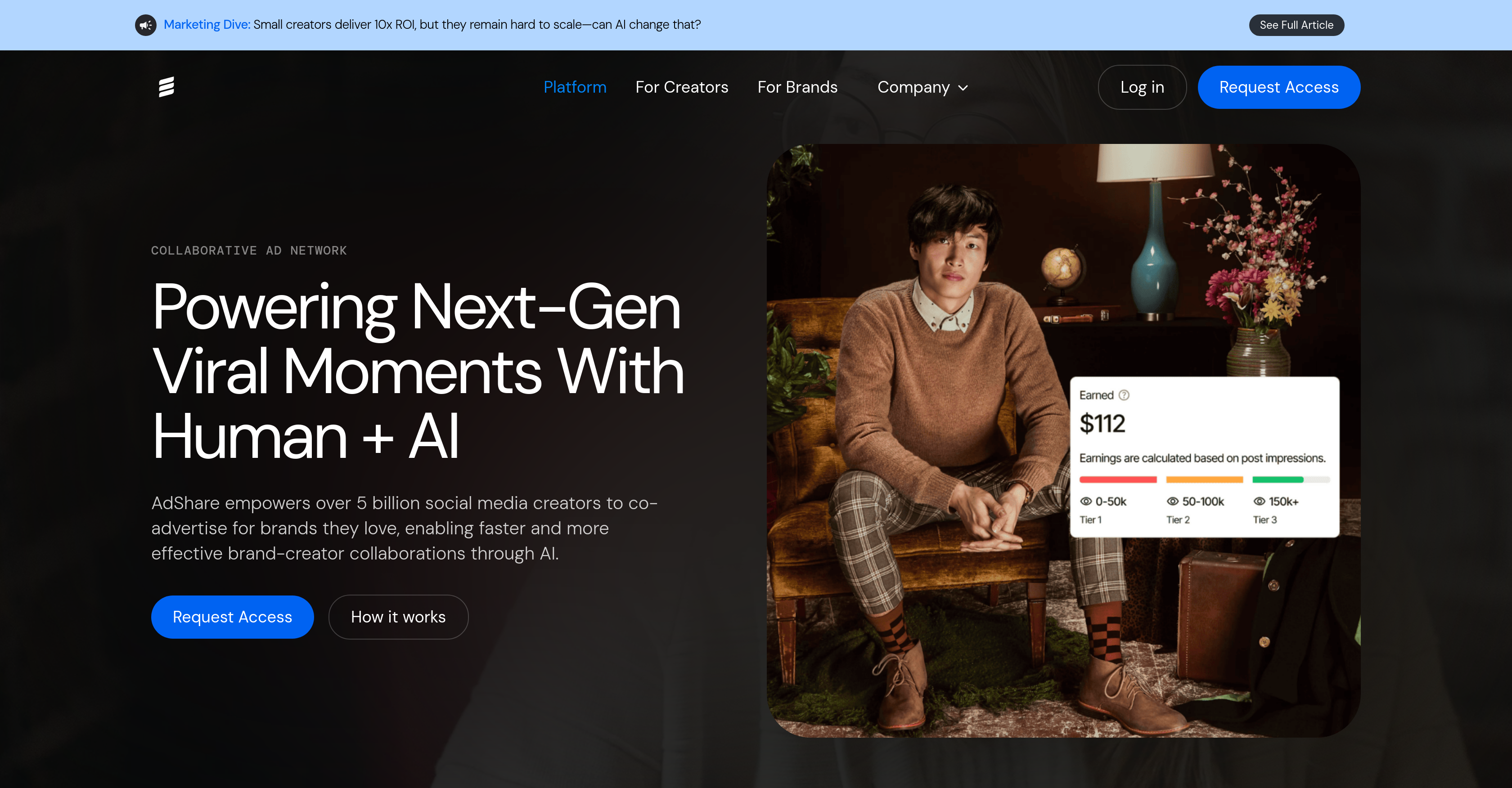 AdShare - Screenshot showing the interface and features of this AI tool