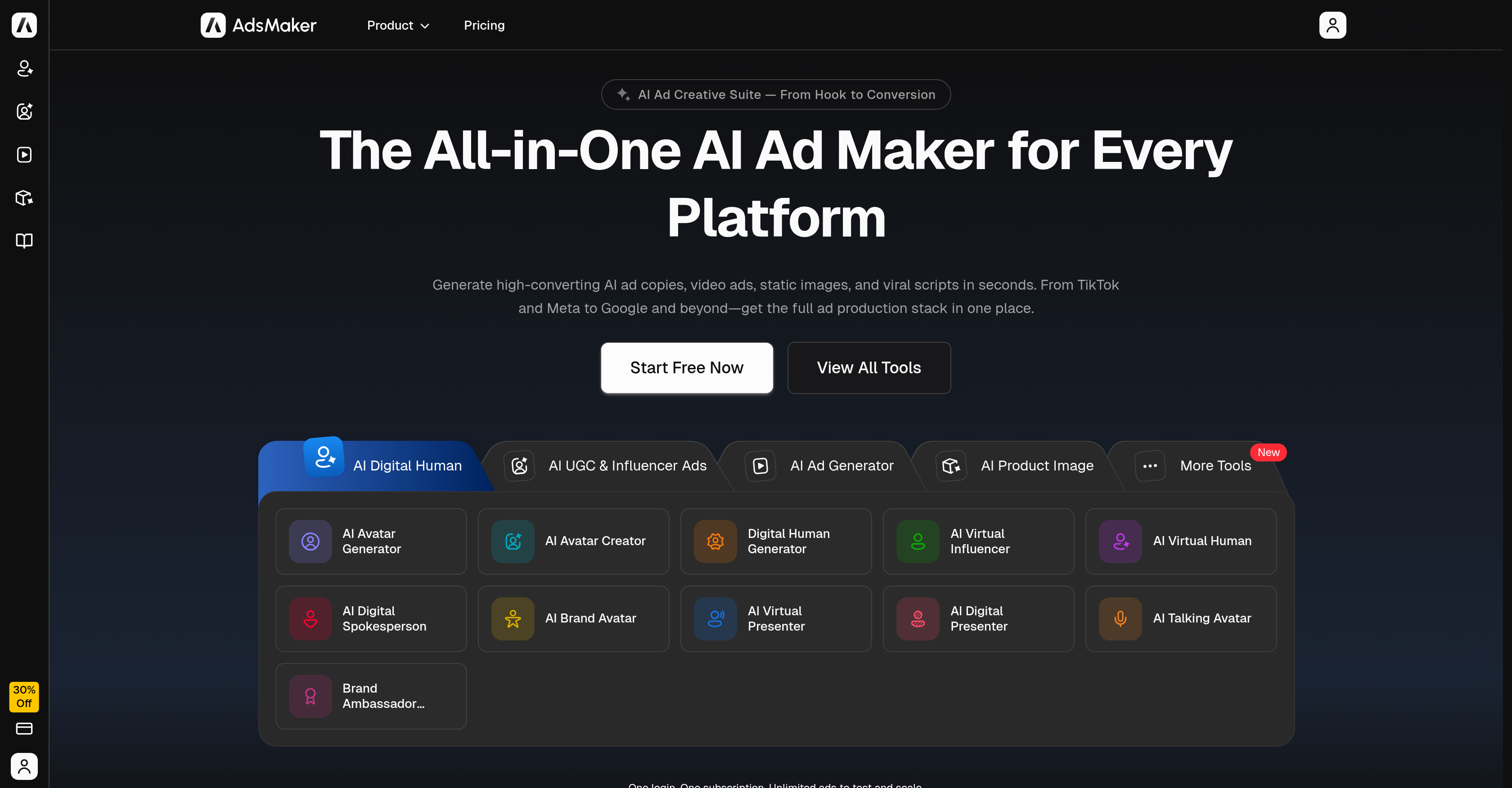 AdsMaker.ai - Screenshot showing the interface and features of this AI tool