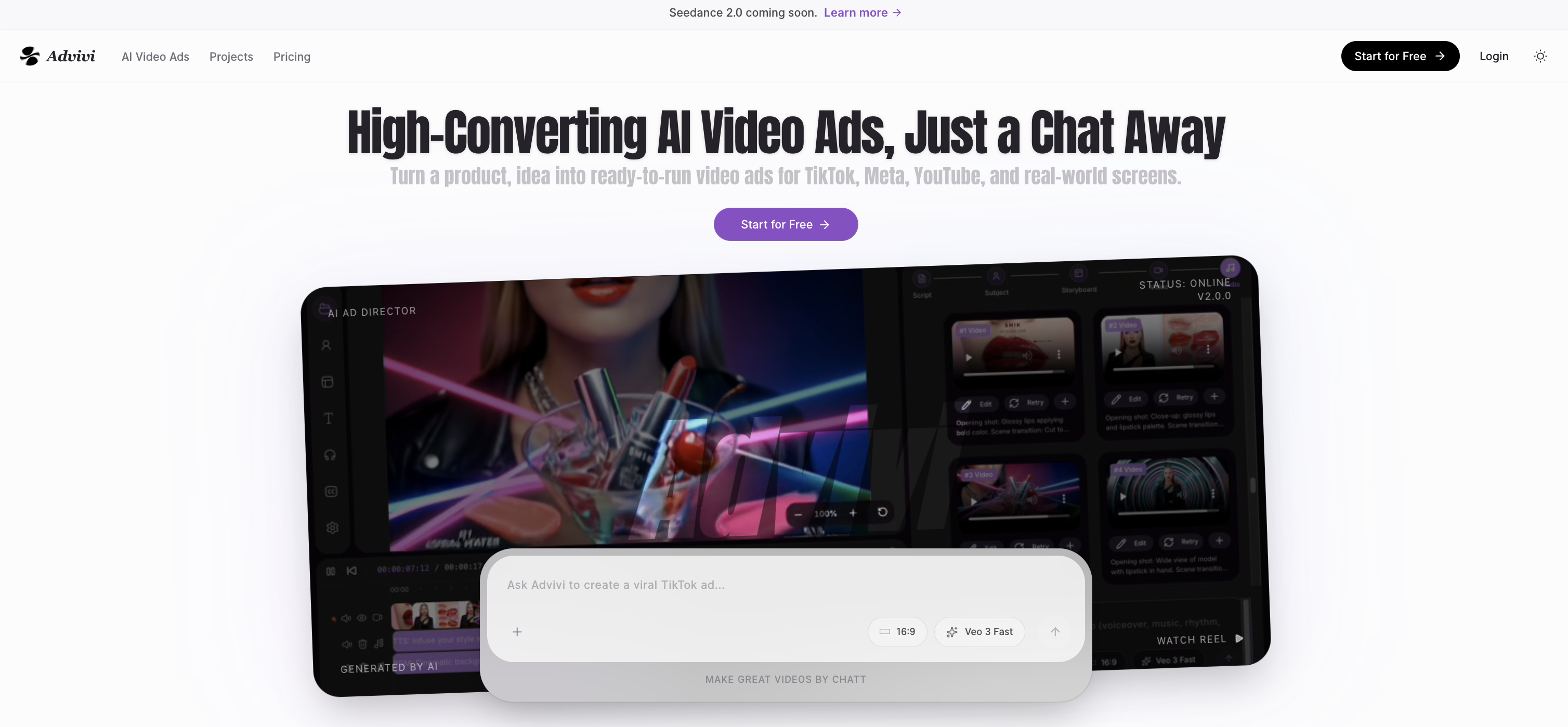 Advivi - Screenshot showing the interface and features of this AI tool
