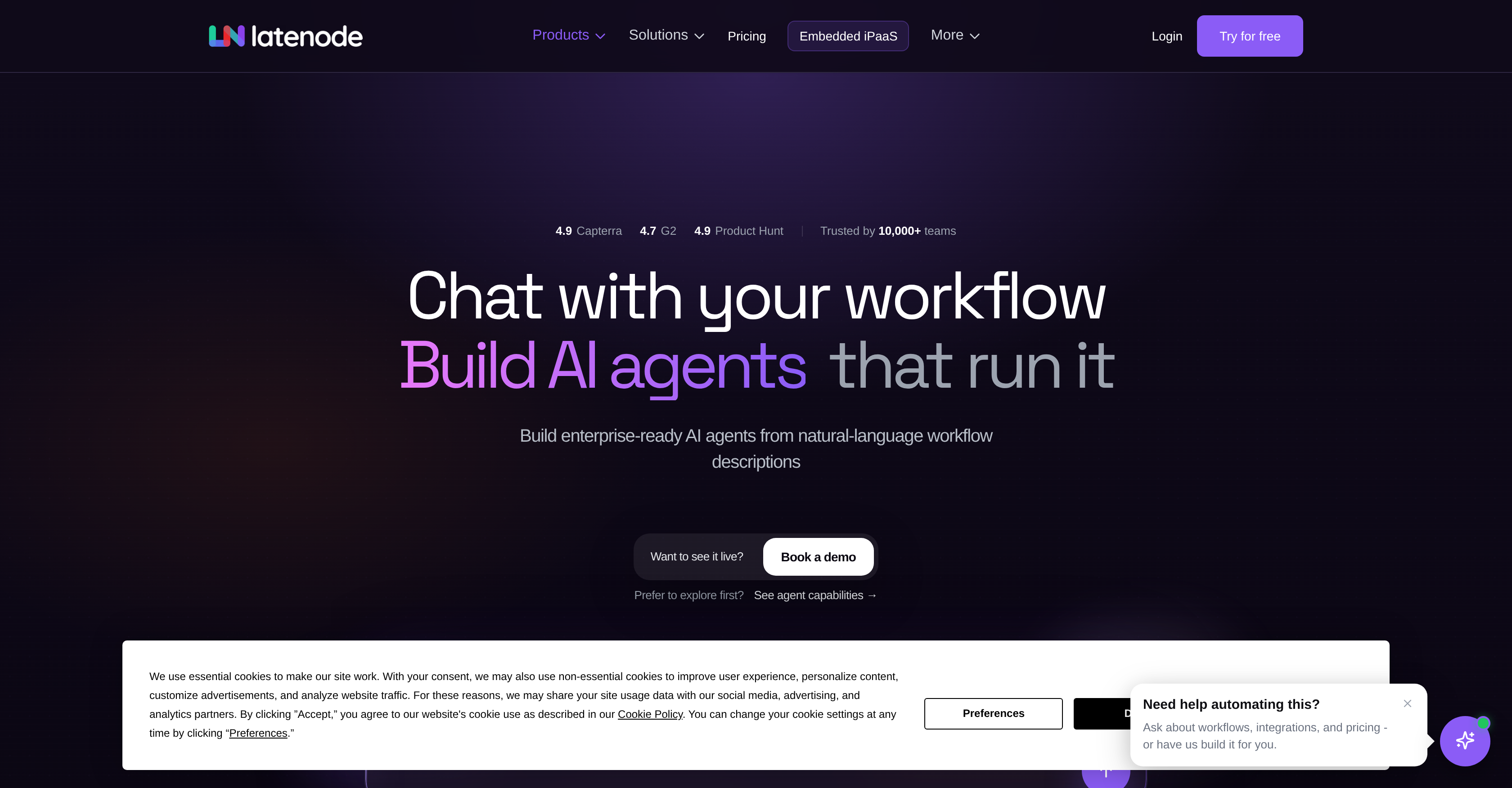 AI Agent Builder by Latenode - Screenshot showing the interface and features of this AI tool