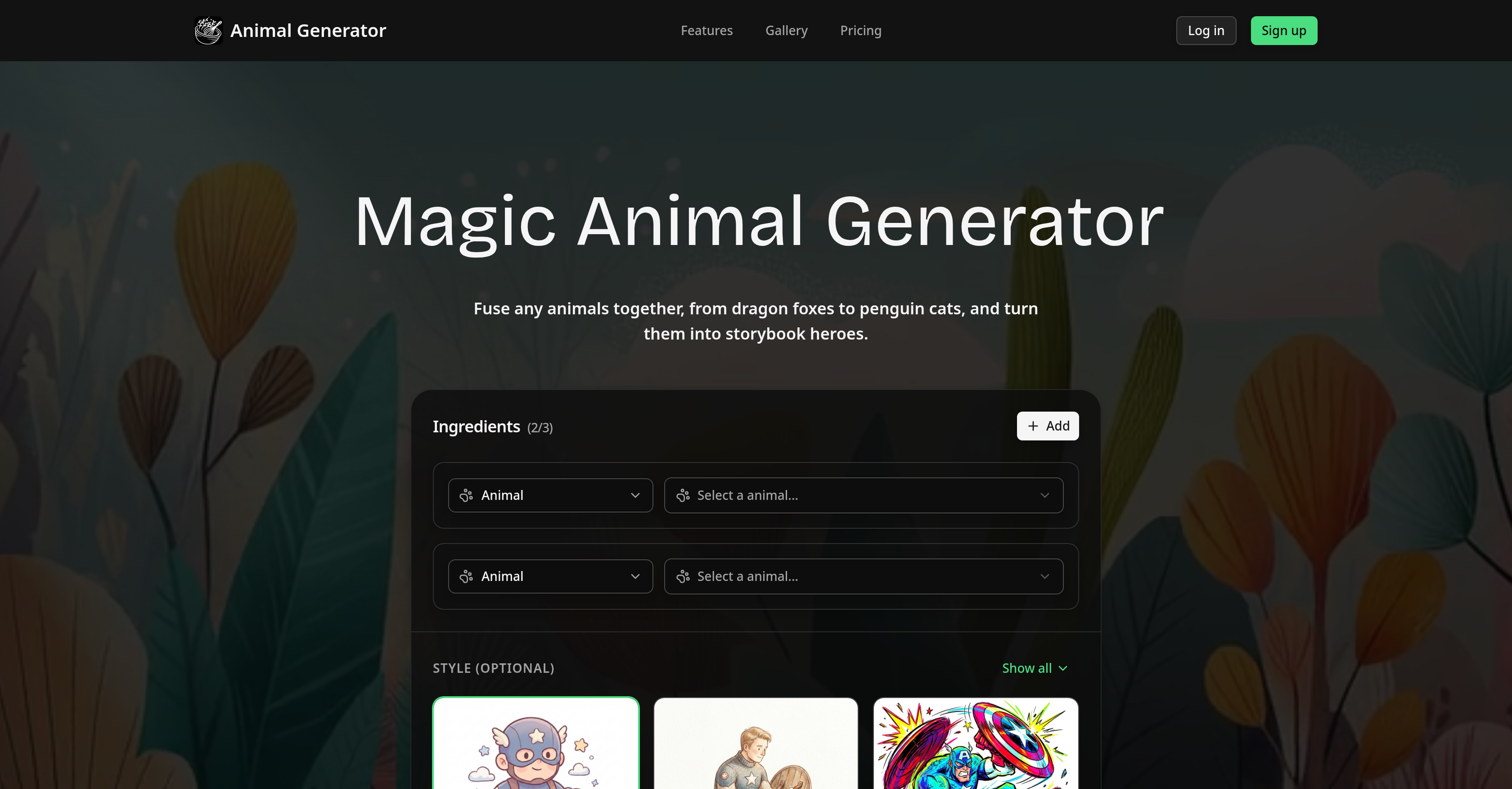 AI Animal Generator - Screenshot showing the interface and features of this AI tool