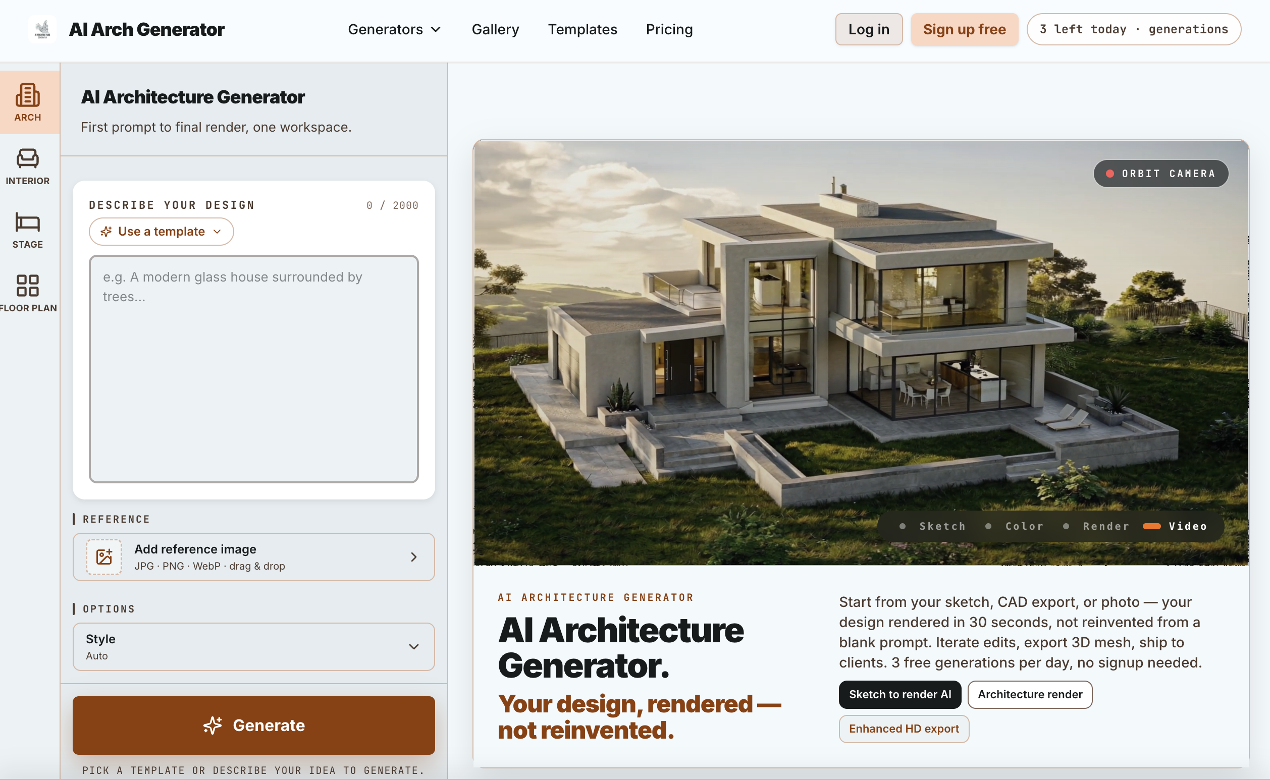 AI Arch Generator - Screenshot showing the interface and features of this AI tool