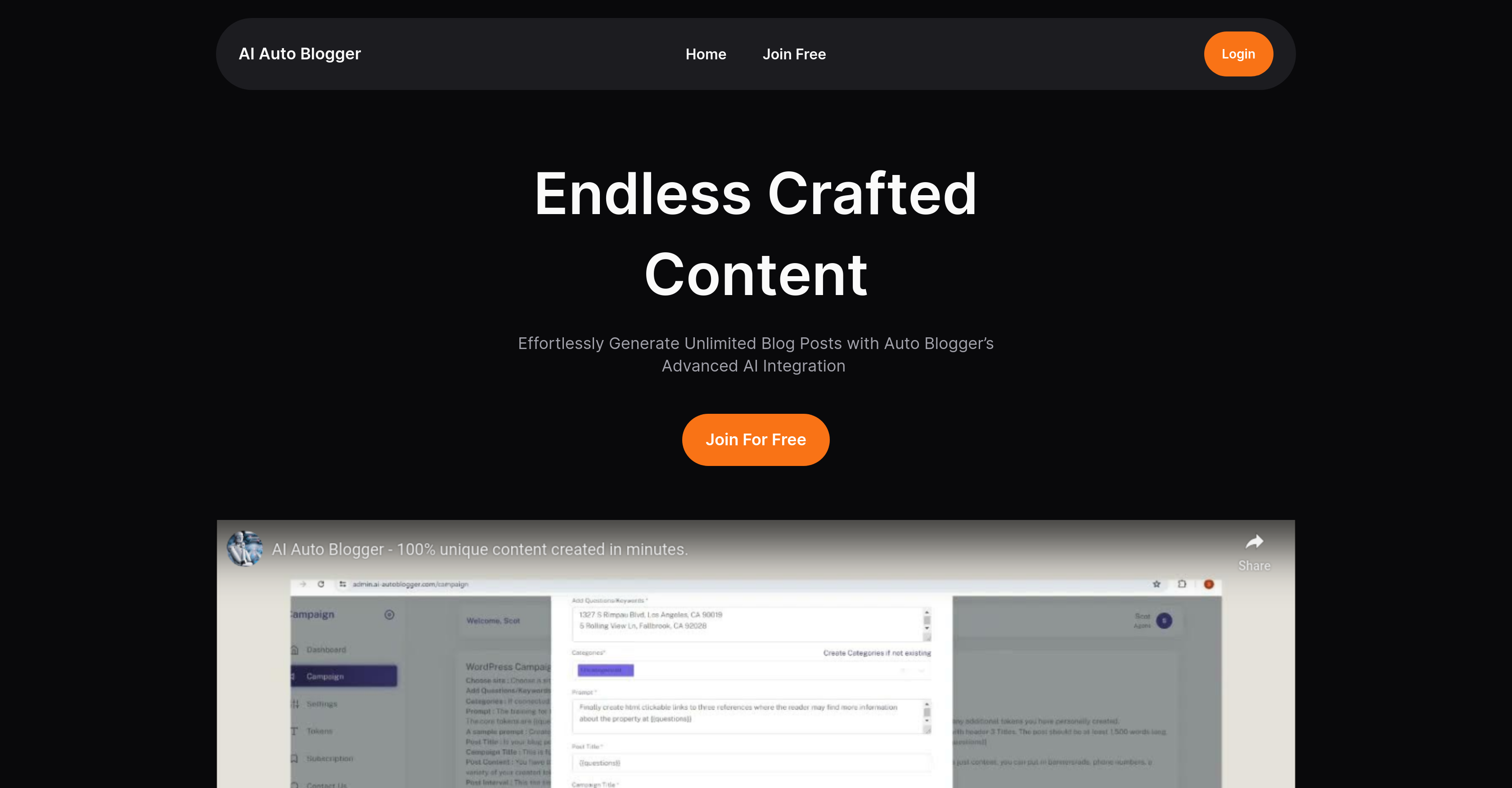 AI Auto Blogger - Screenshot showing the interface and features of this AI tool