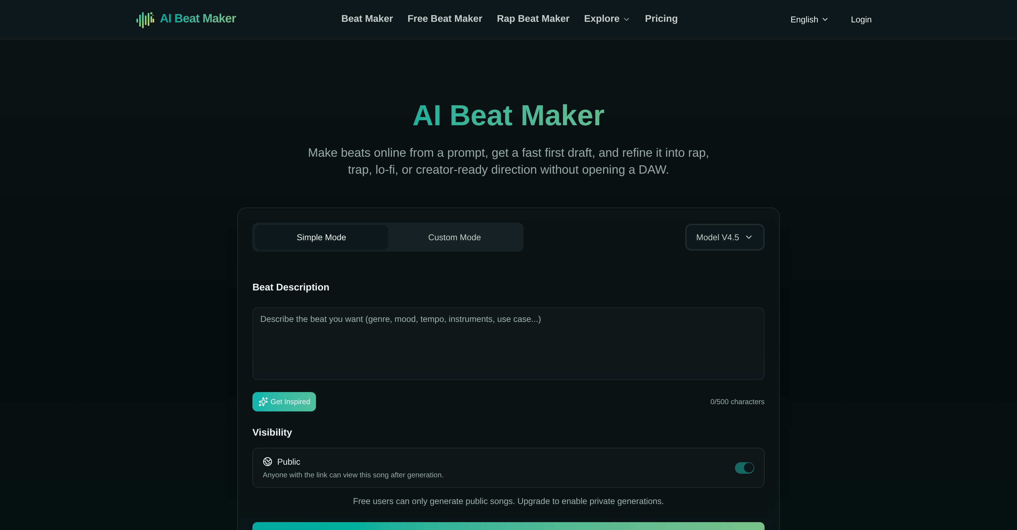 AI Beat Maker.ai - Screenshot showing the interface and features of this AI tool