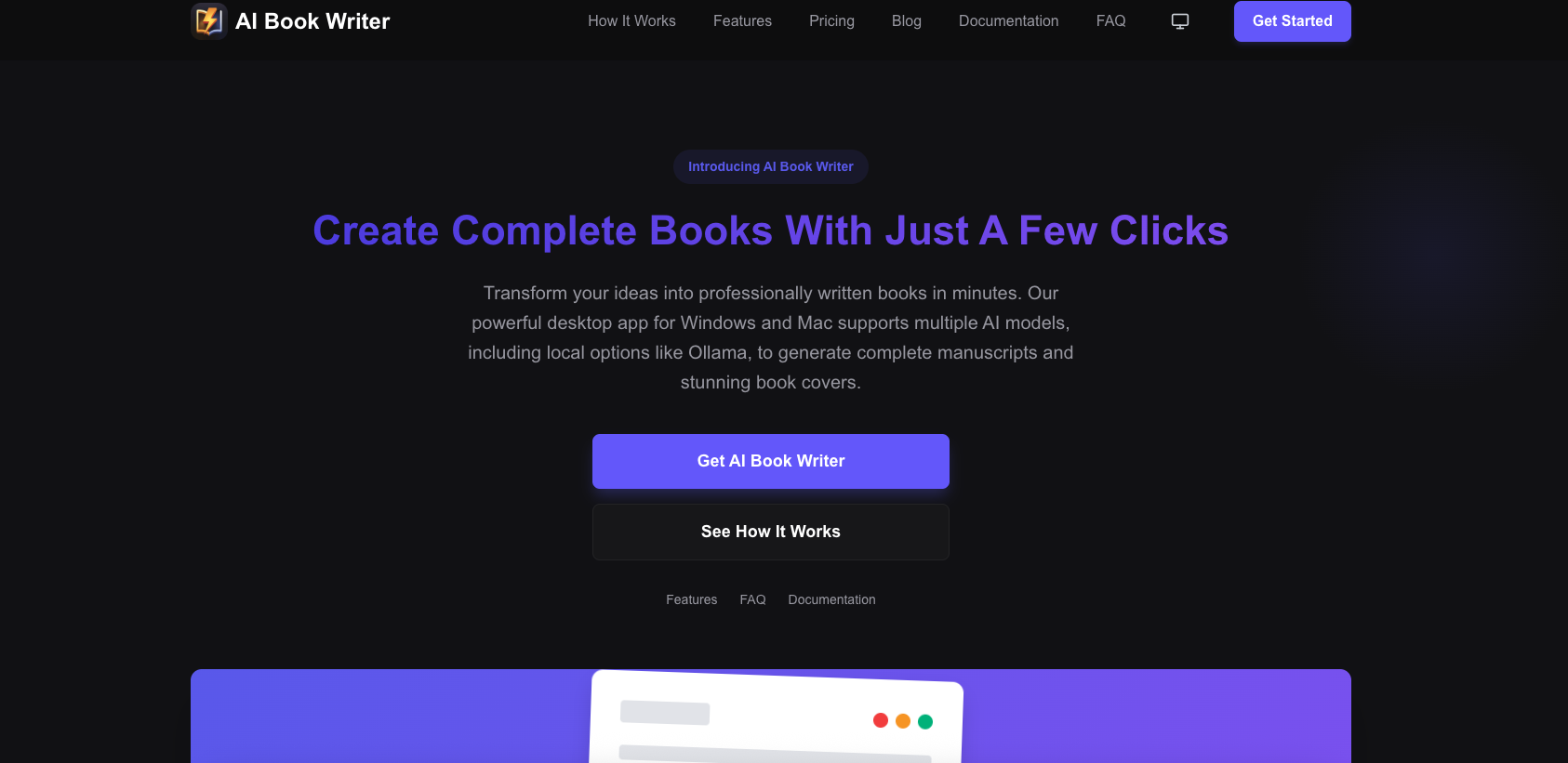 AI Book Writer - Screenshot showing the interface and features of this AI tool