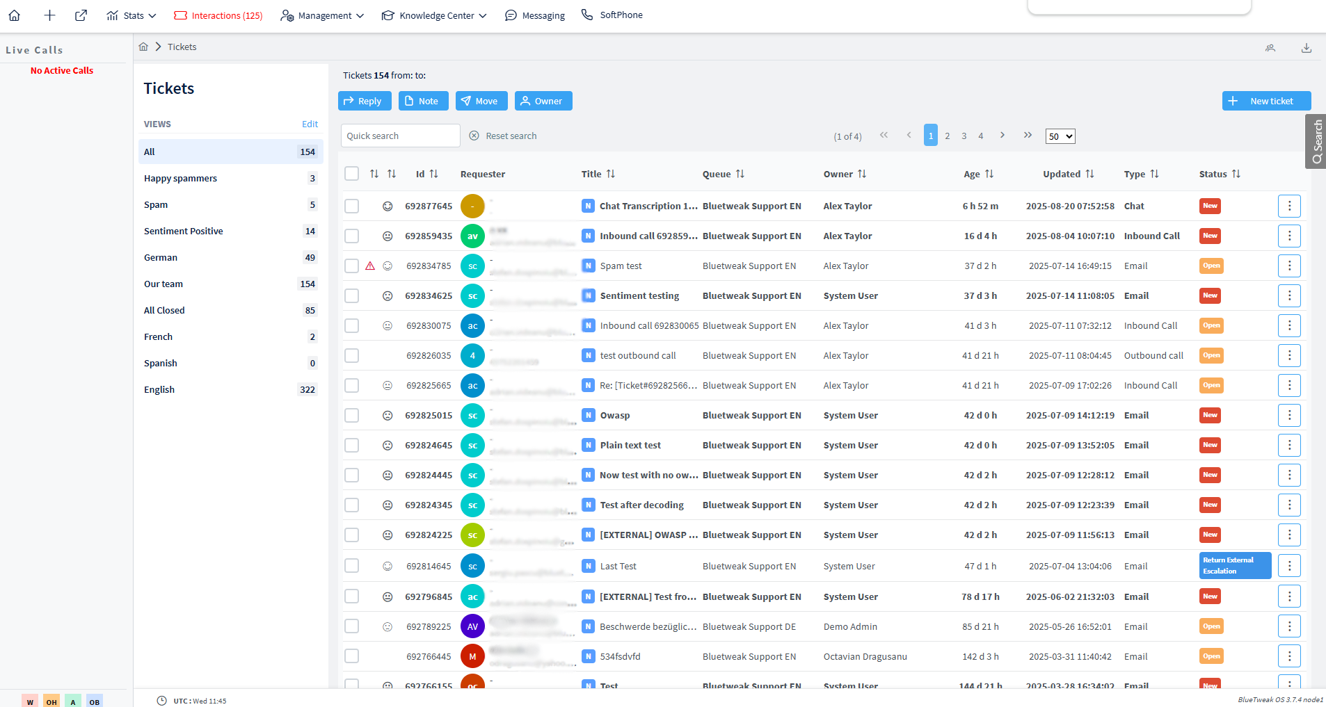 AI Omnichannel Customer Support Platform by BlueTweak - Screenshot showing the interface and features of this AI tool