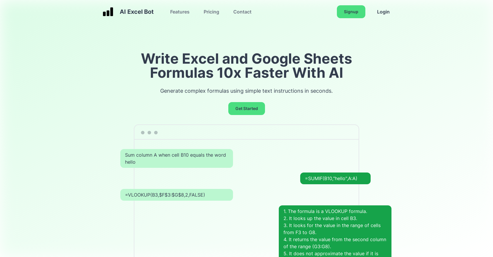 AI Excel Bot - Screenshot showing the interface and features of this AI tool