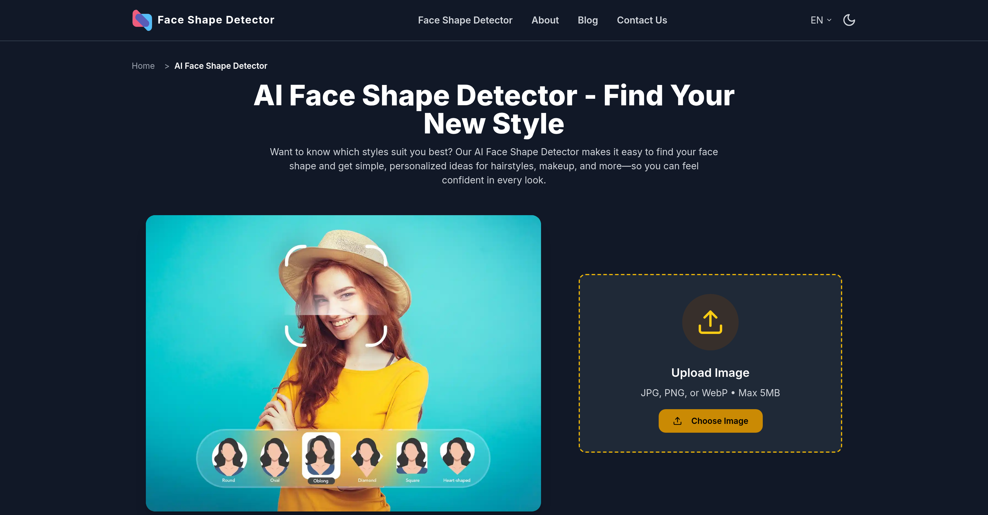 AI Face Shape Detector - Screenshot showing the interface and features of this AI tool
