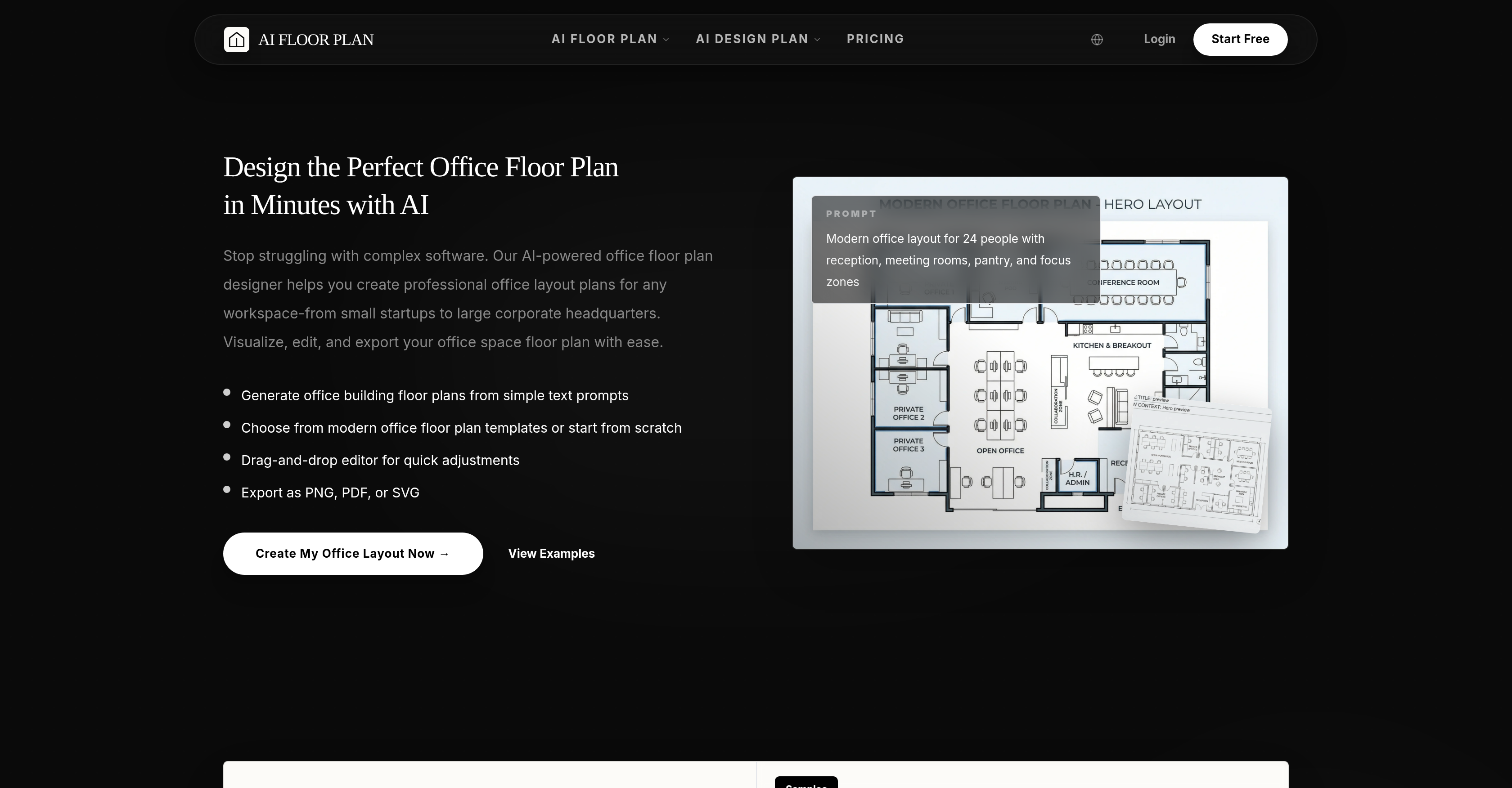 AIAI.com | Office Floor Plan Generator - Screenshot showing the interface and features of this AI tool