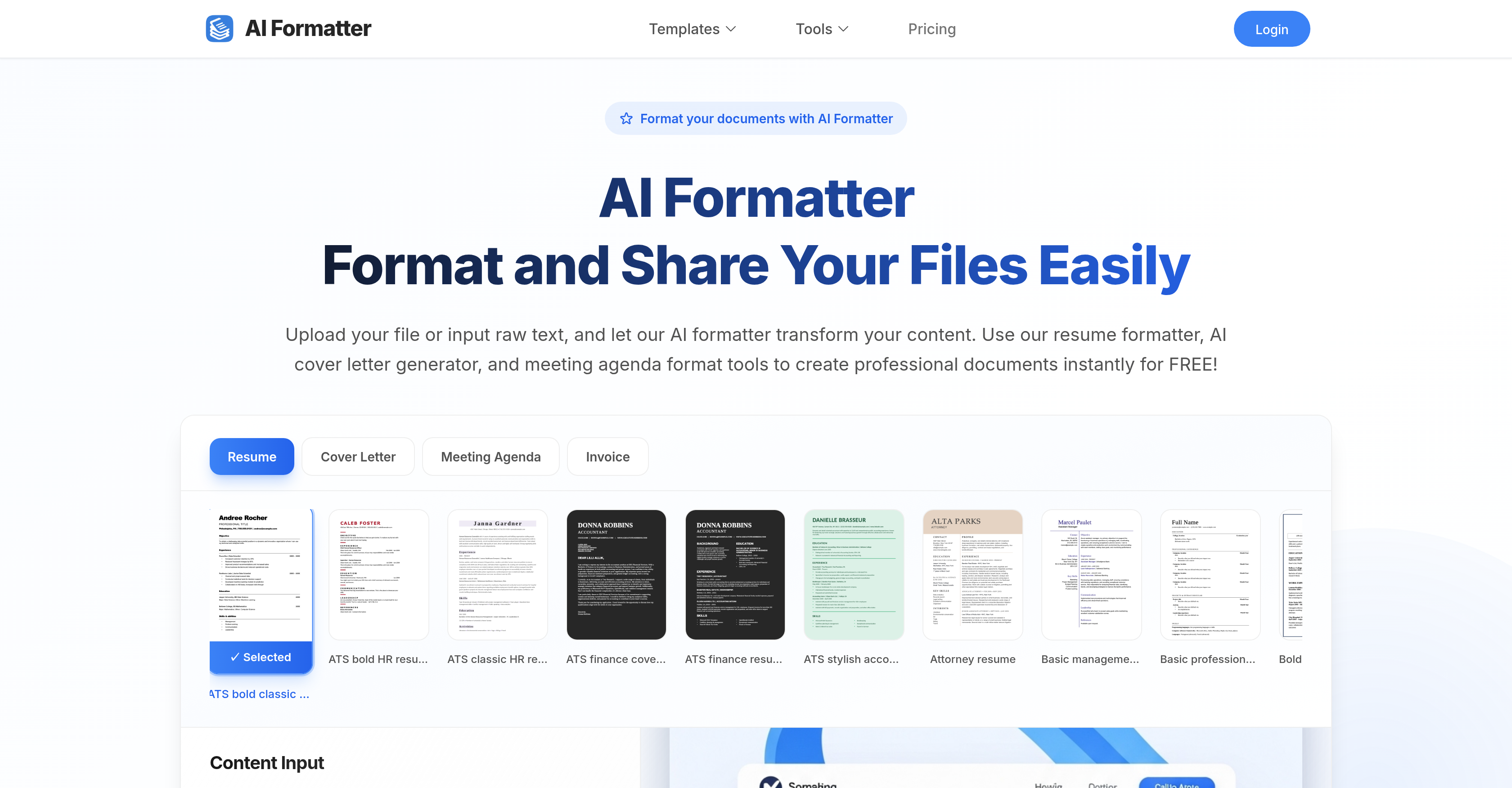 AI Formatter.net - Screenshot showing the interface and features of this AI tool