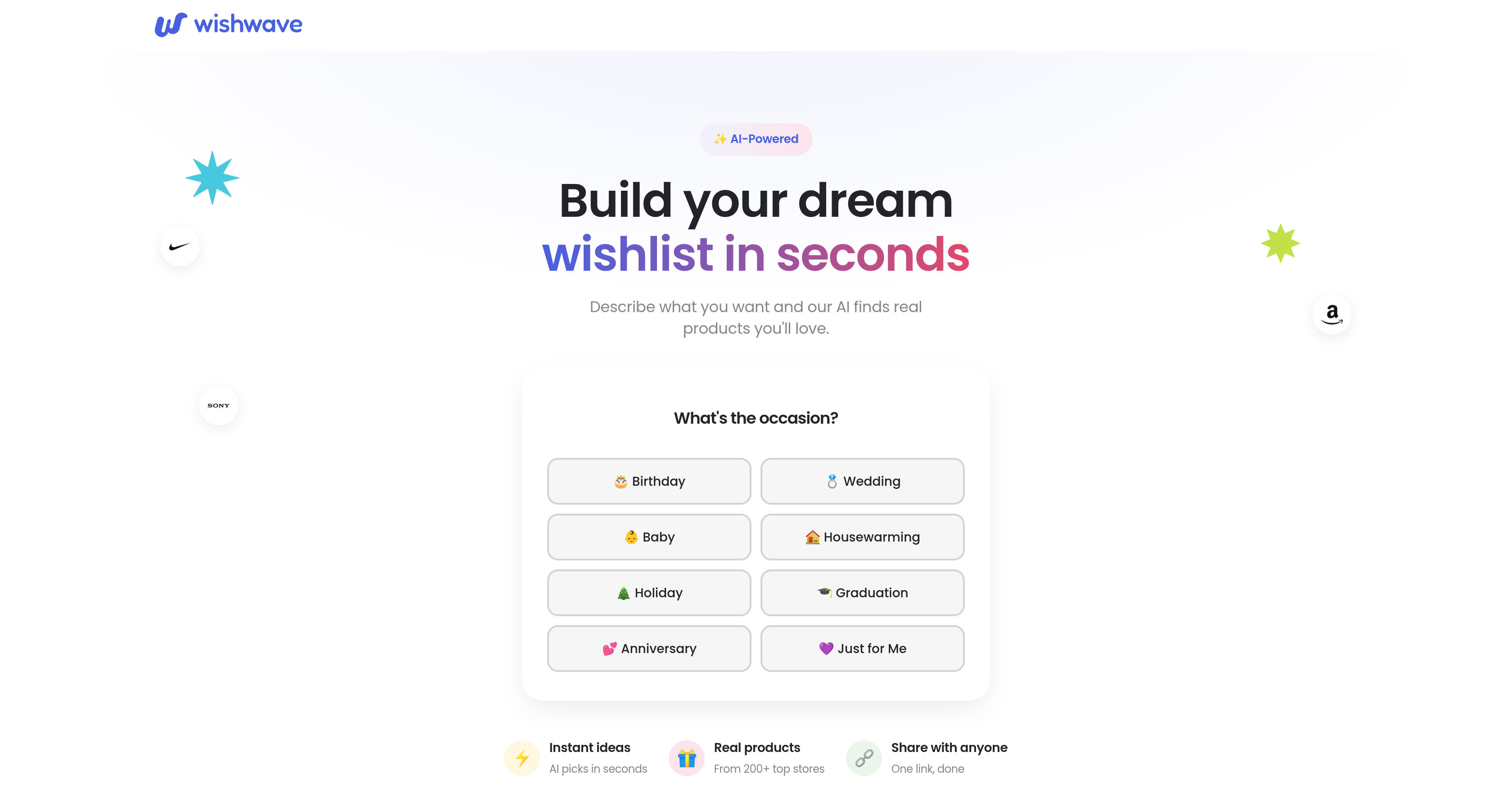 AI Gift Finder by Wishwave - Screenshot showing the interface and features of this AI tool