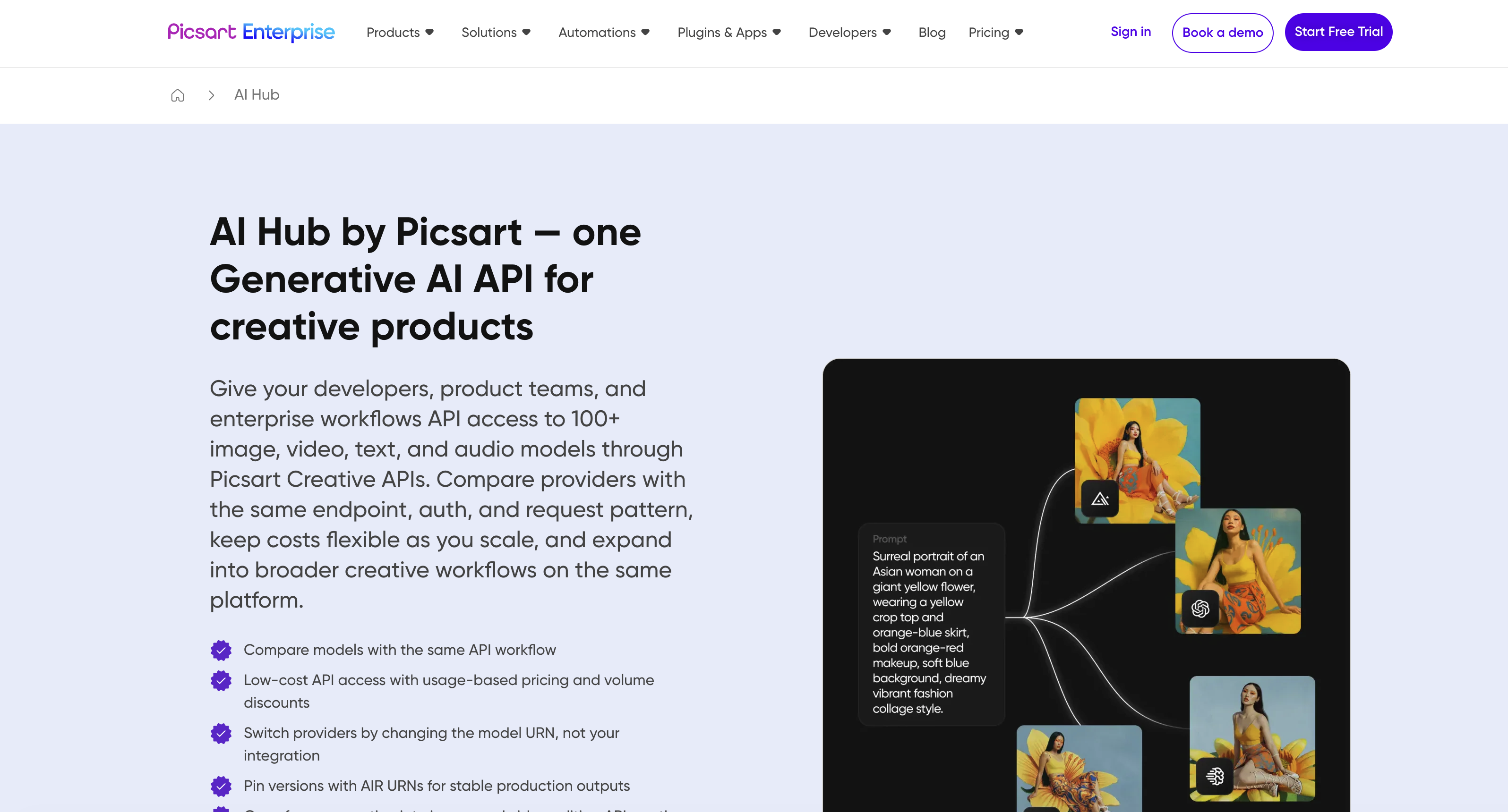 AI Hub by Picsart - Screenshot showing the interface and features of this AI tool