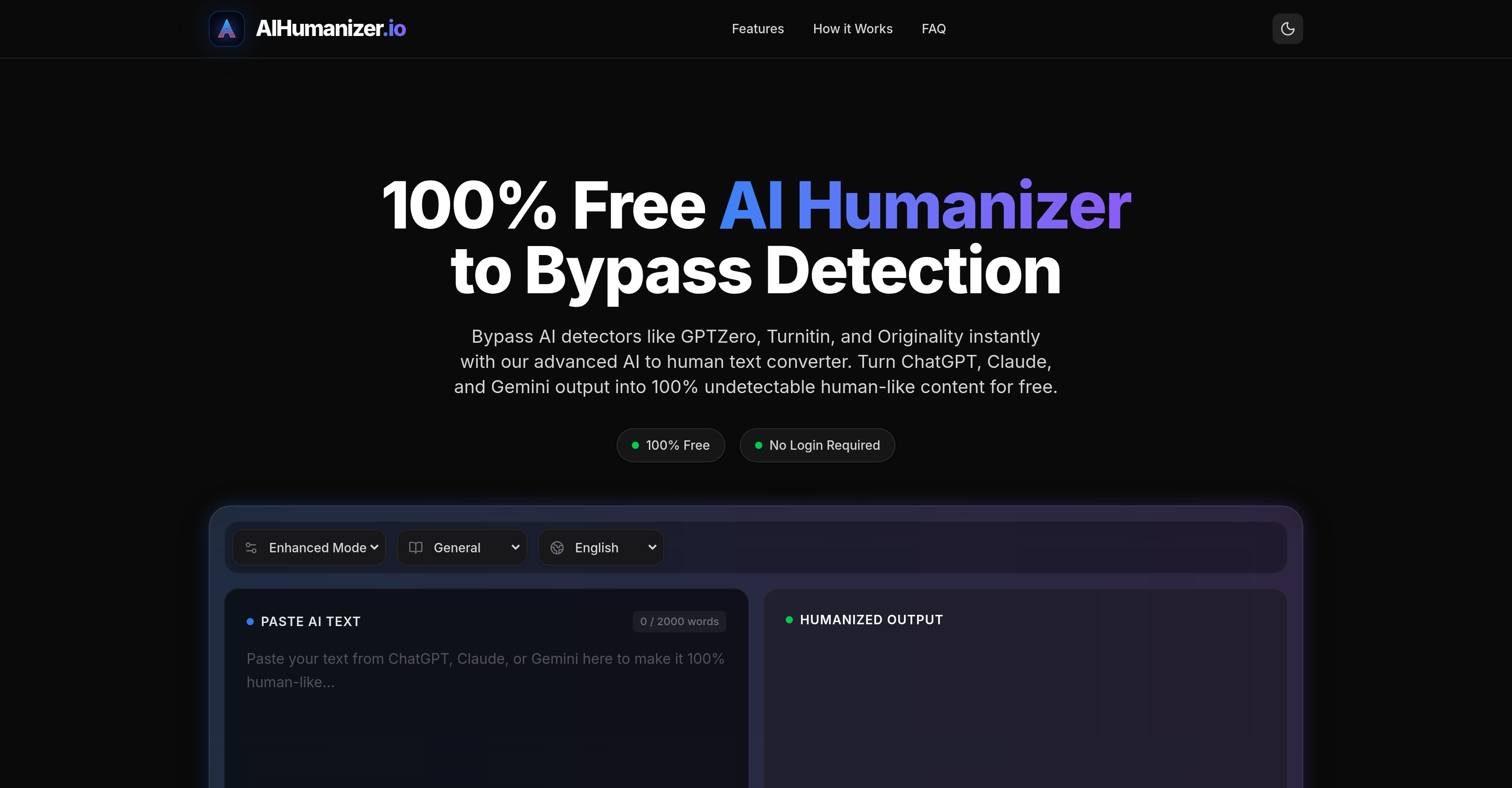 AI Humanizer.io - Screenshot showing the interface and features of this AI tool