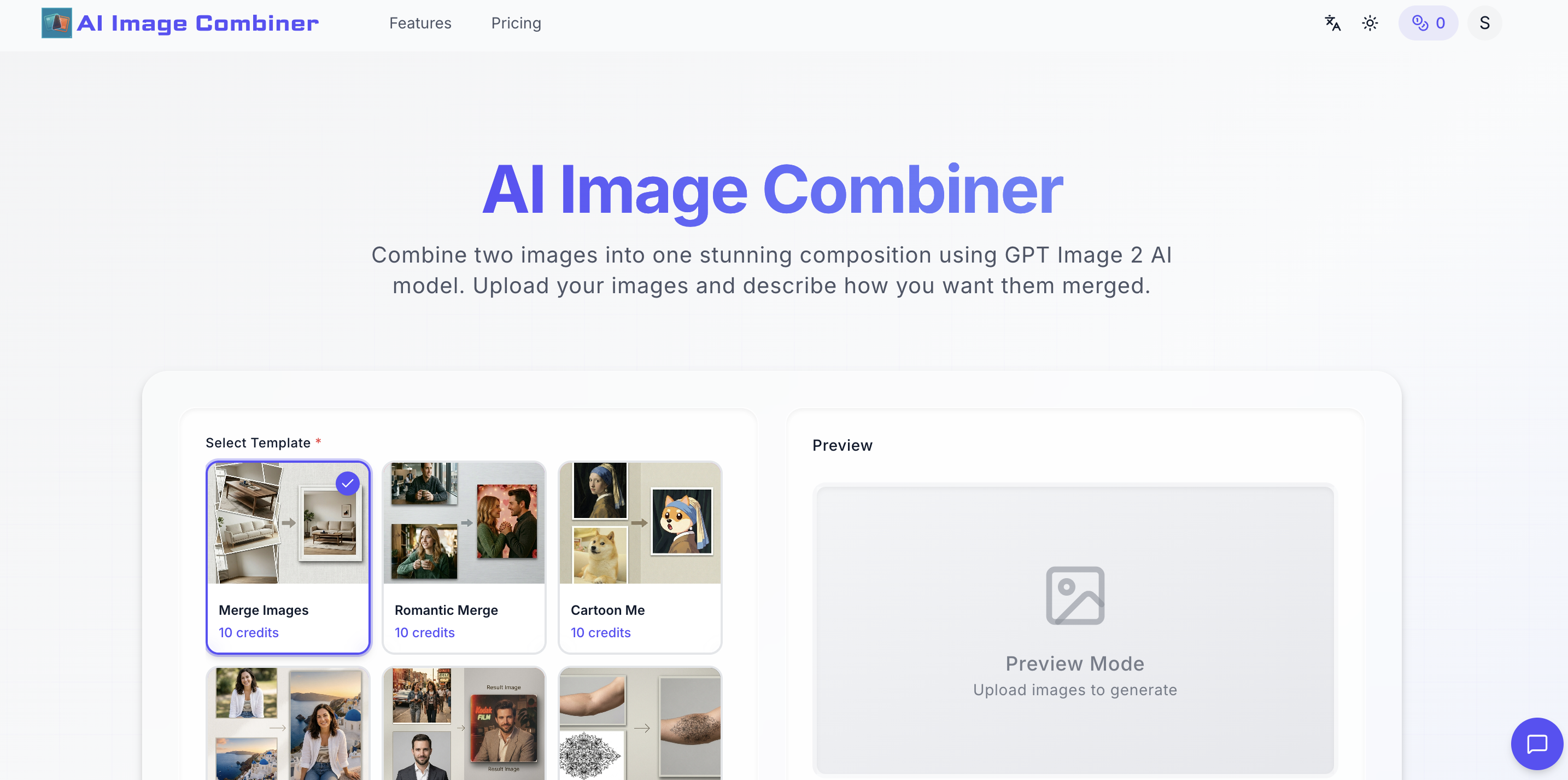 AI Image Combiner - Screenshot showing the interface and features of this AI tool