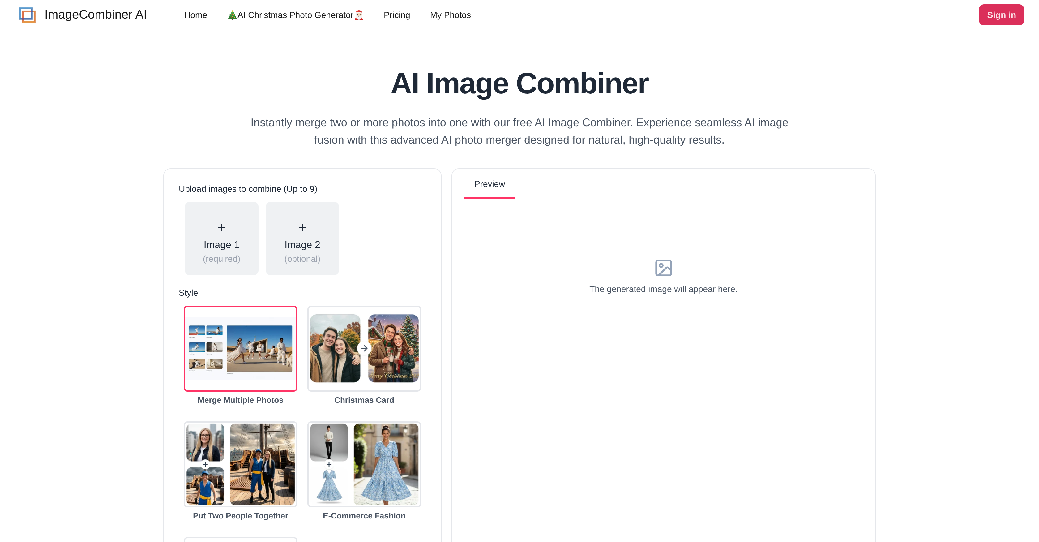 AI Image Combiner - Screenshot showing the interface and features of this AI tool