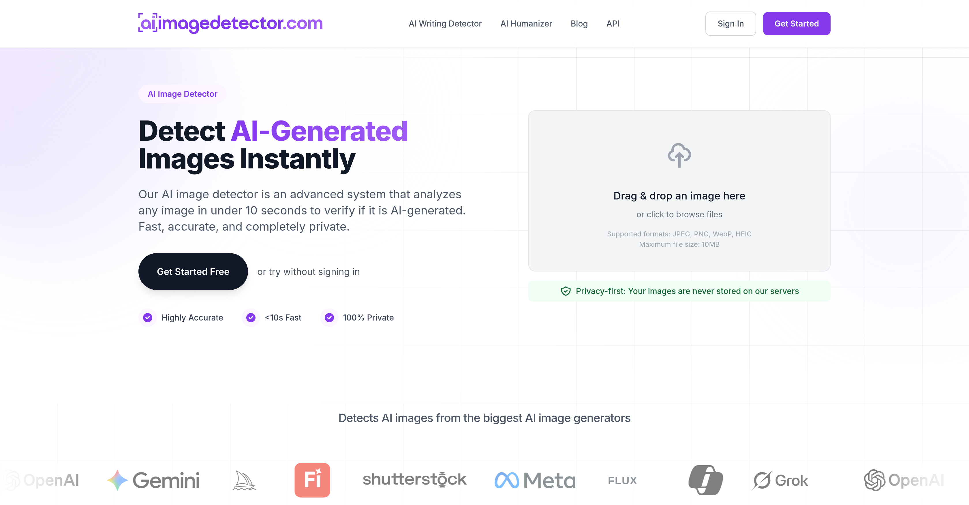 AI Image Detector - Screenshot showing the interface and features of this AI tool