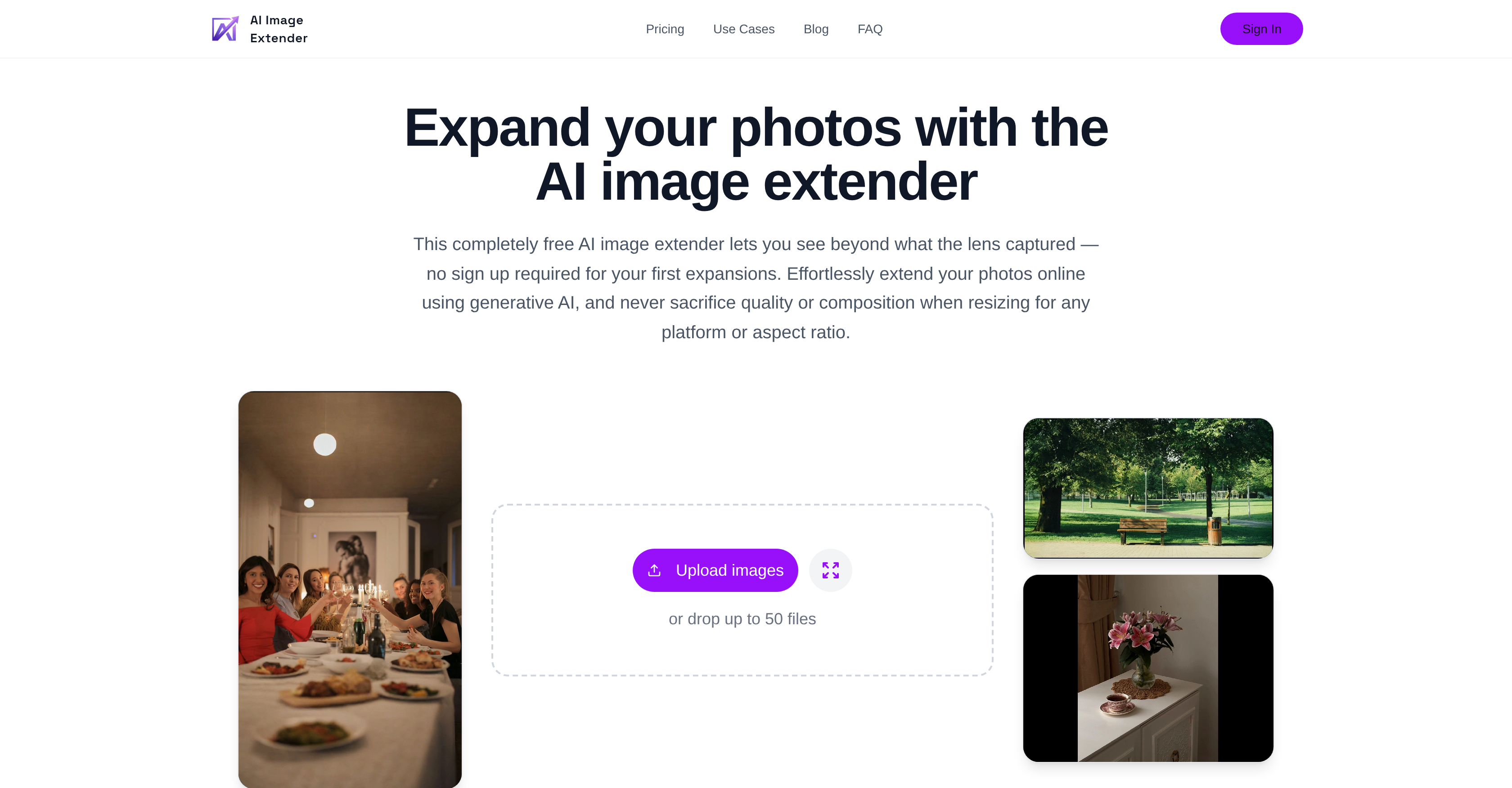 AI Image Extender.io - Screenshot showing the interface and features of this AI tool