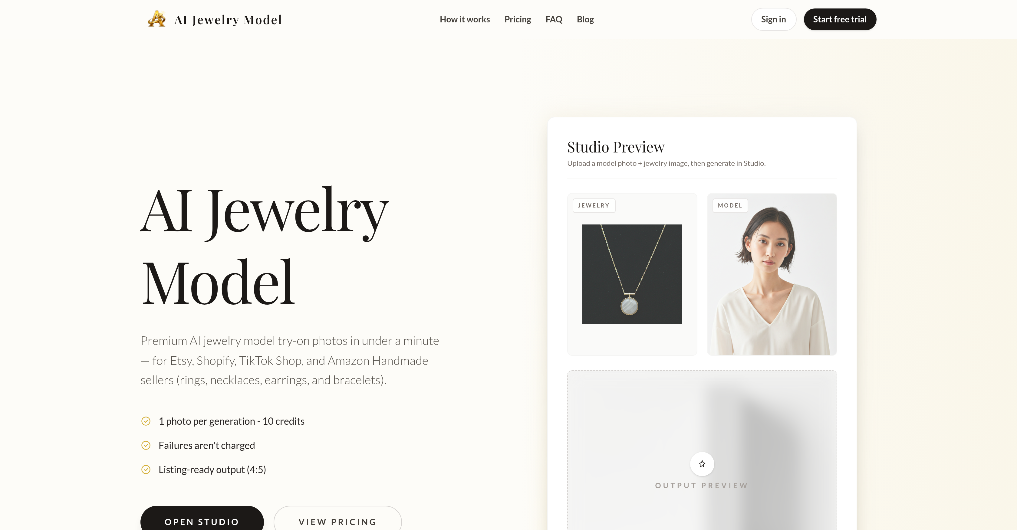 AI Jewelry Model - Screenshot showing the interface and features of this AI tool