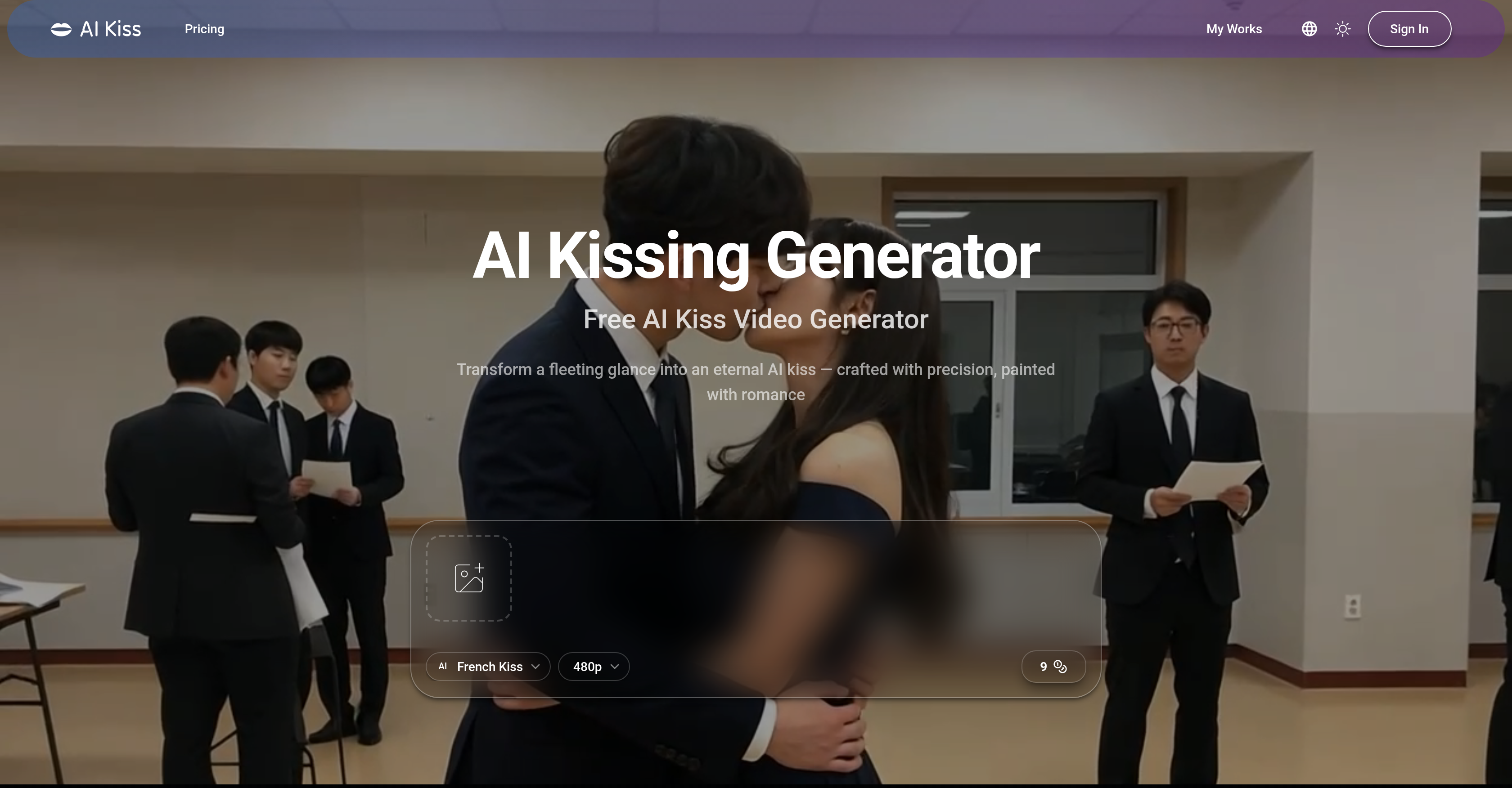 AI Kiss - Screenshot showing the interface and features of this AI tool