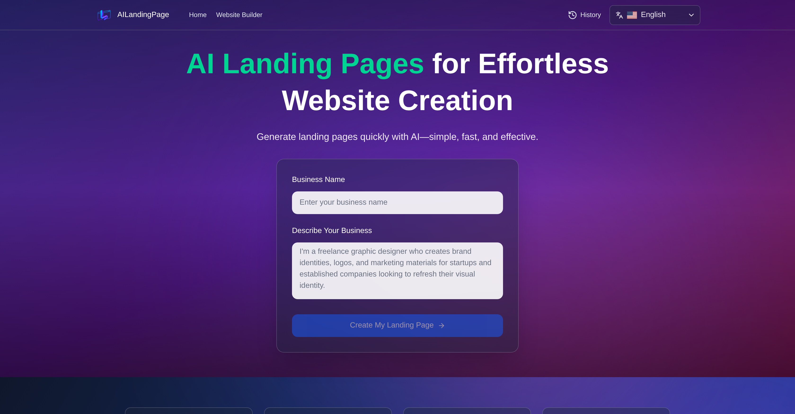 AI Landing Page.ai - Screenshot showing the interface and features of this AI tool