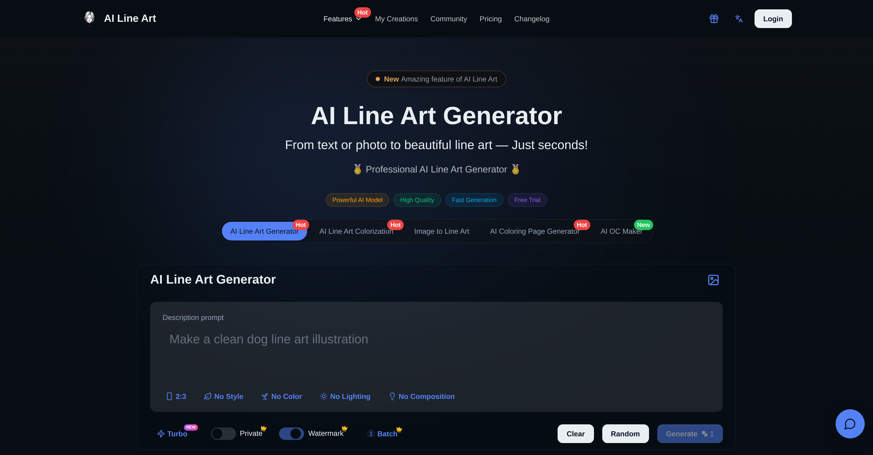 AI Line Art - Screenshot showing the interface and features of this AI tool