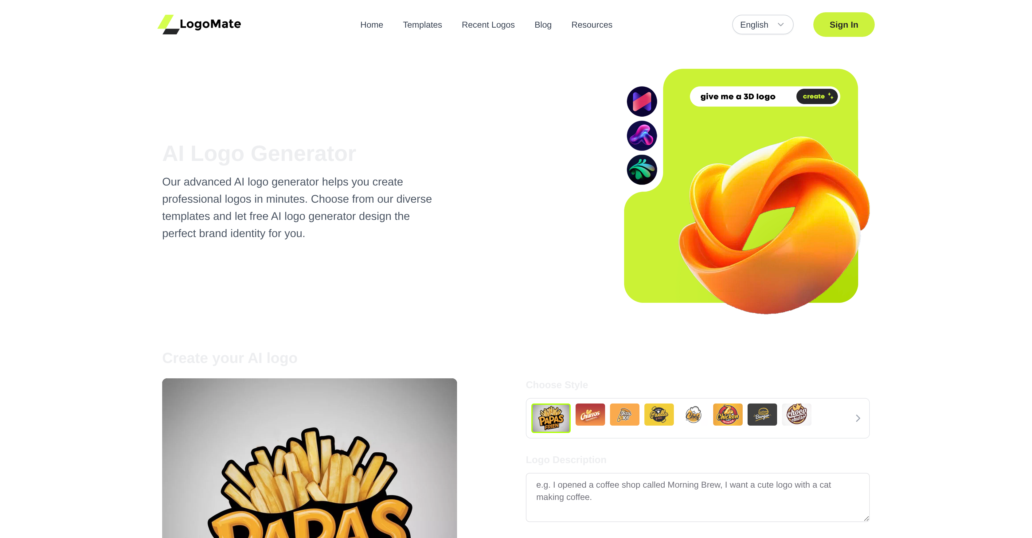 AI Logo Generator.sh - Screenshot showing the interface and features of this AI tool