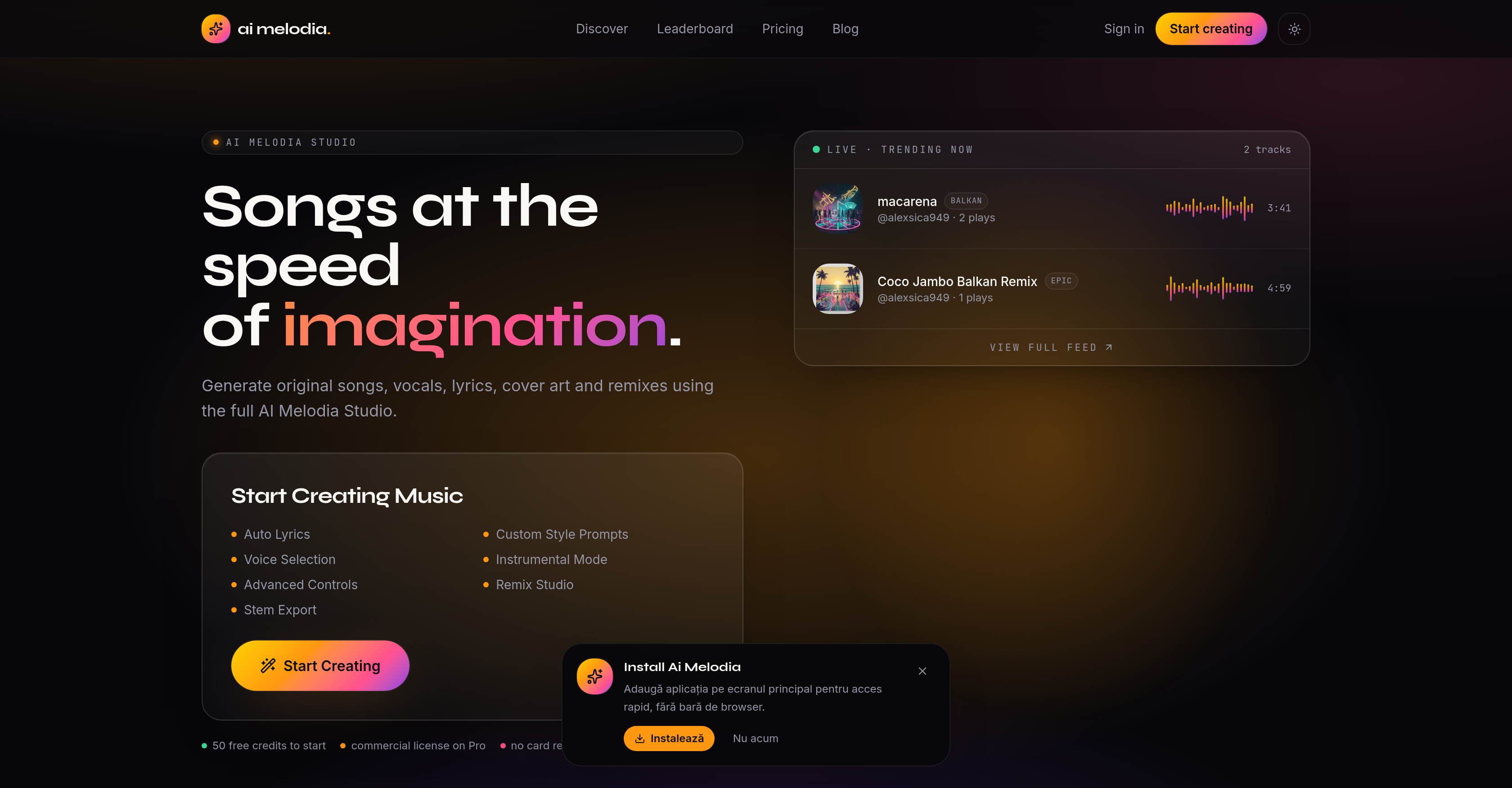 Ai Melodia - Screenshot showing the interface and features of this AI tool