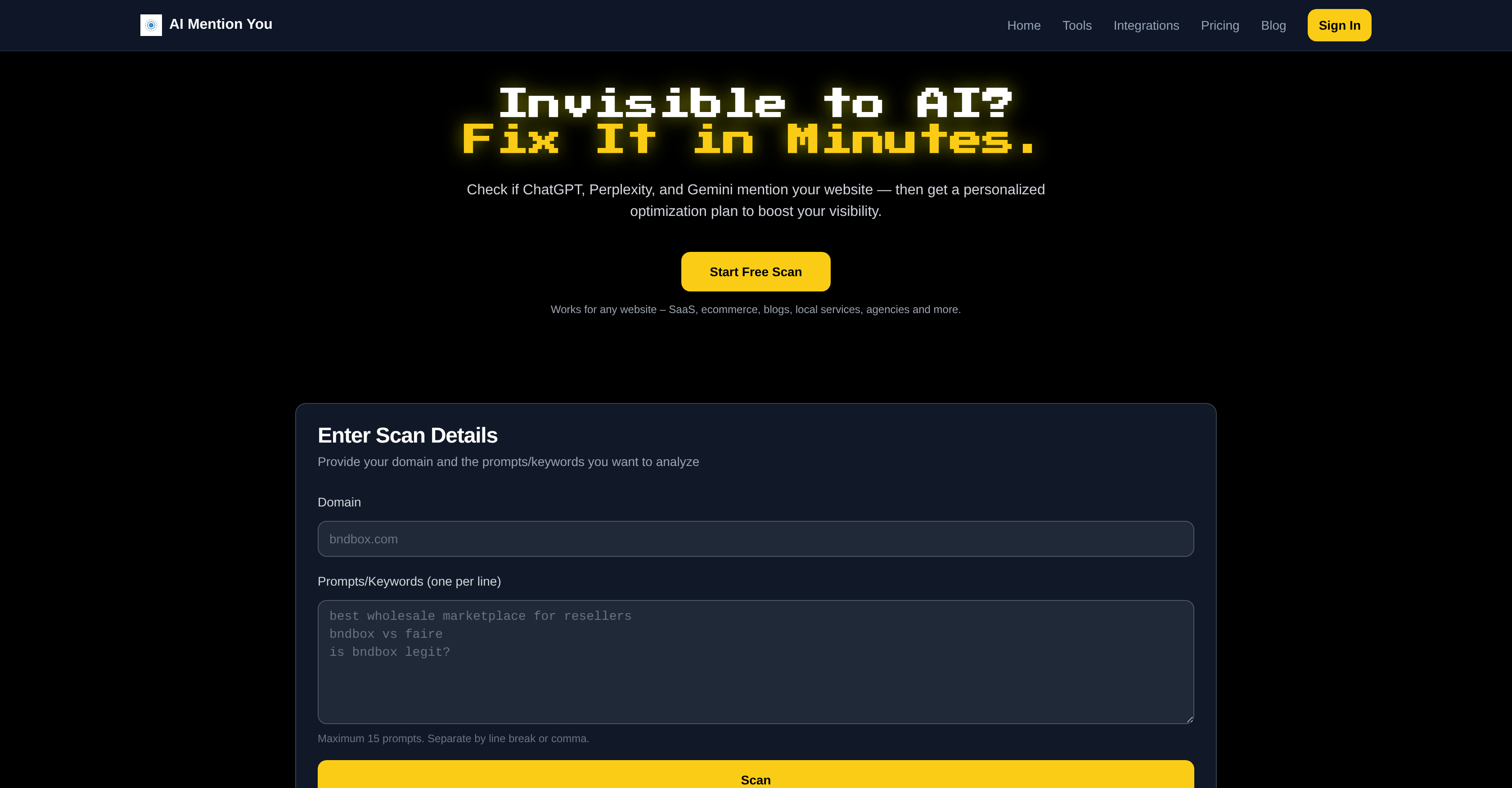 AI Mention You - Screenshot showing the interface and features of this AI tool