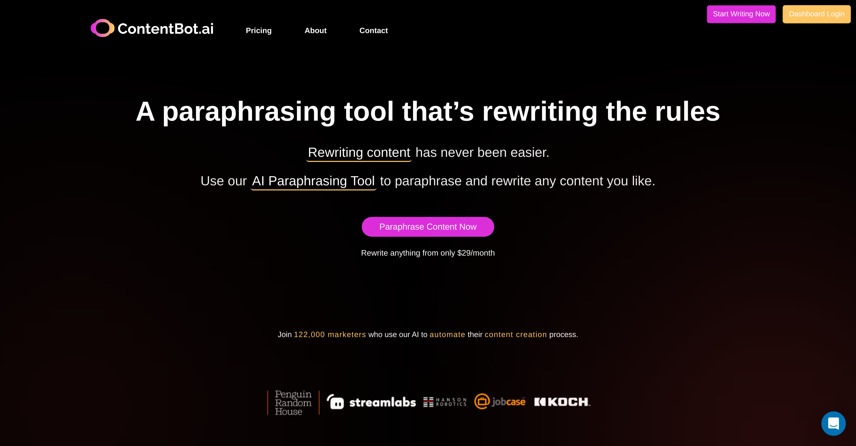 Paraphrasing Tool by ContentBot.ai - Screenshot showing the interface and features of this AI tool