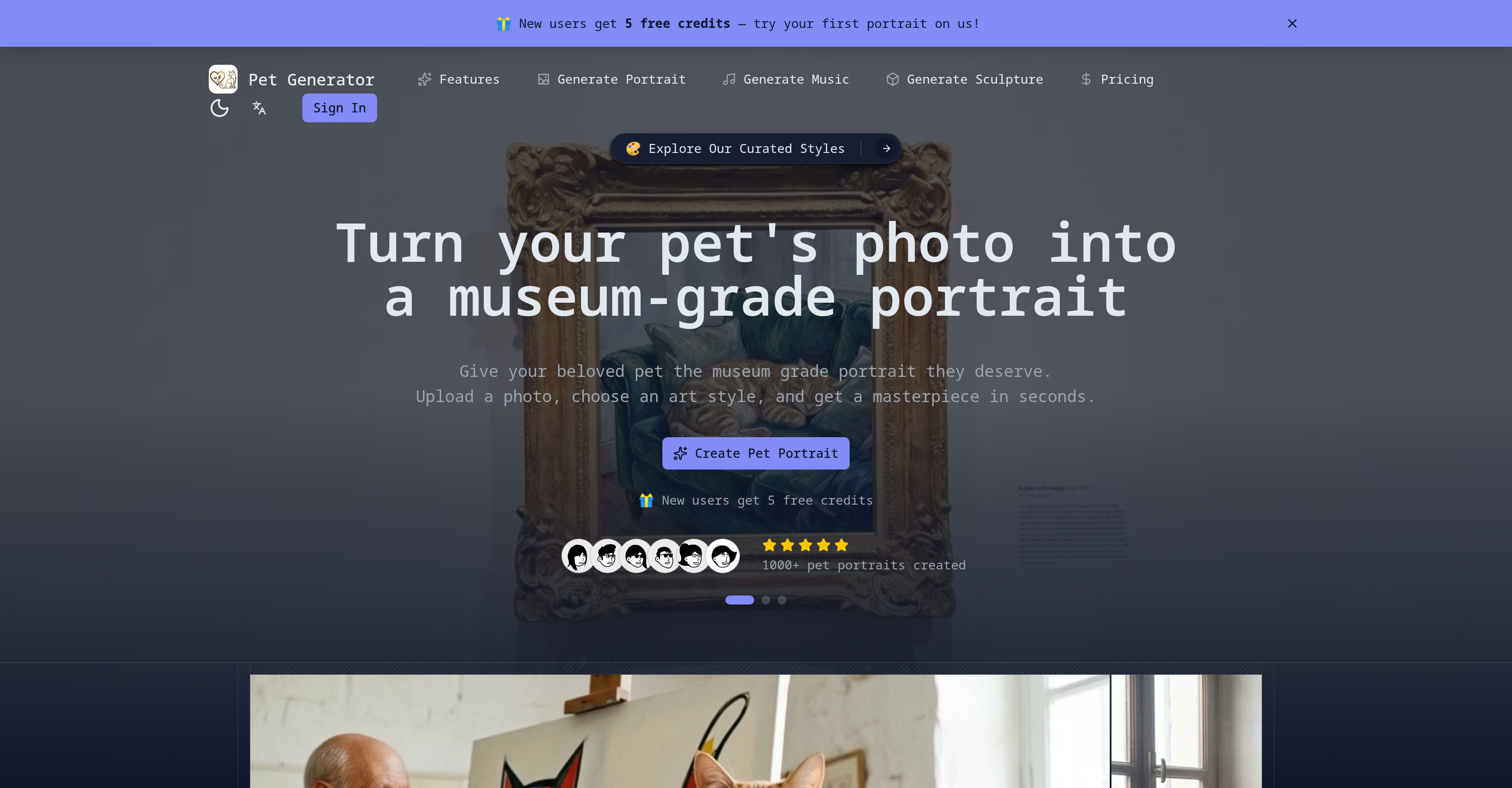 AI Pet Generator - Screenshot showing the interface and features of this AI tool