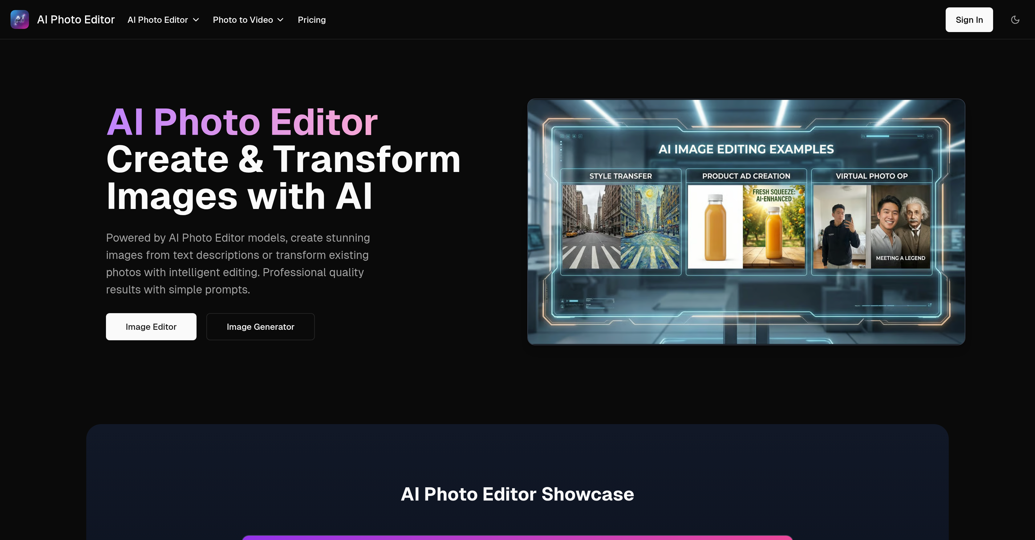 AI Photo Editor.ai - Screenshot showing the interface and features of this AI tool