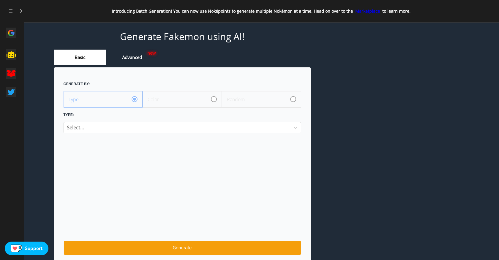 AI Pokemon generator - Screenshot showing the interface and features of this AI tool