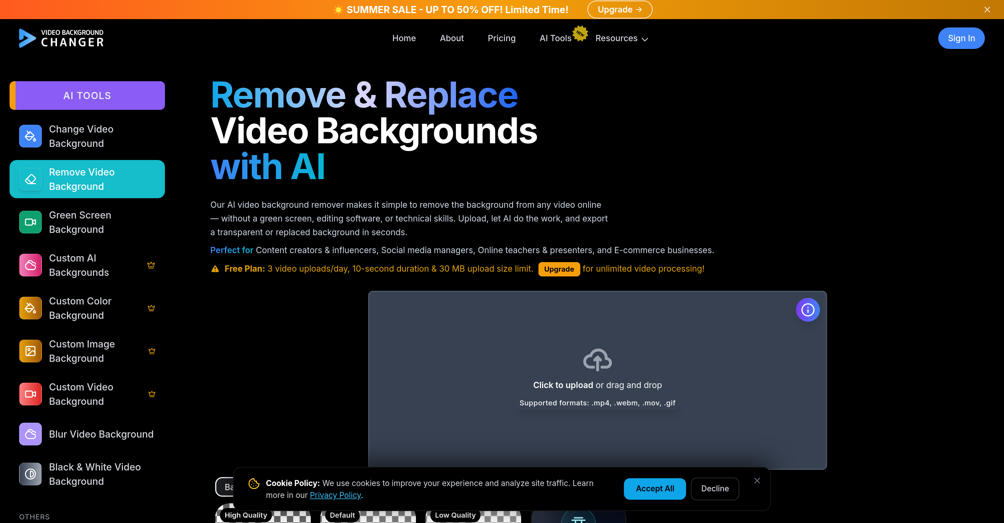 AI-Powered Video Background Remover - Screenshot showing the interface and features of this AI tool