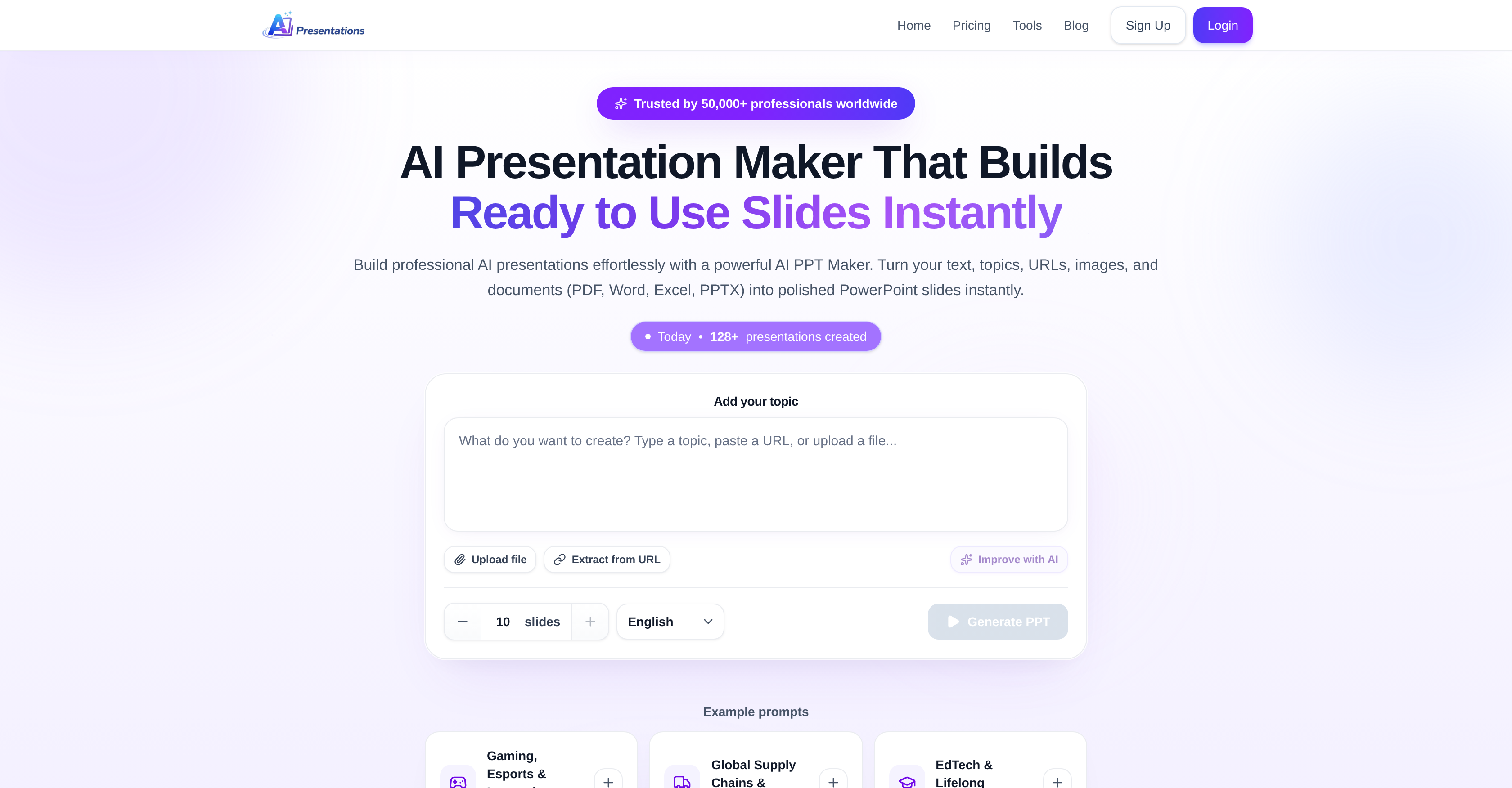 AI Presentations App - Screenshot showing the interface and features of this AI tool