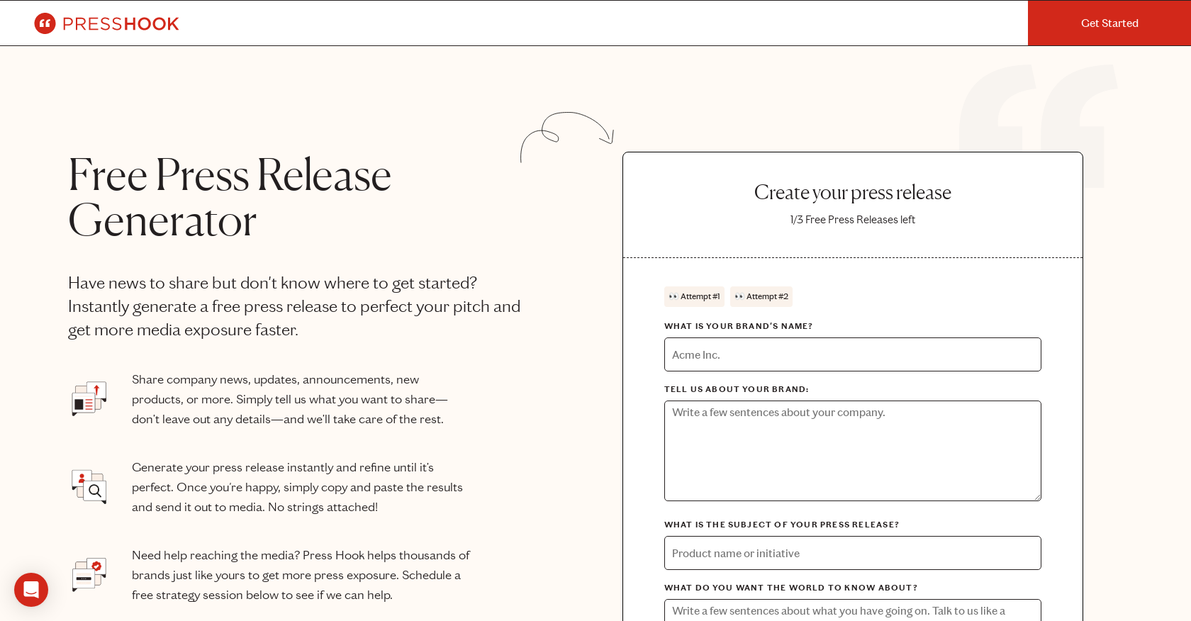 AI Press Release Generator - Screenshot showing the interface and features of this AI tool