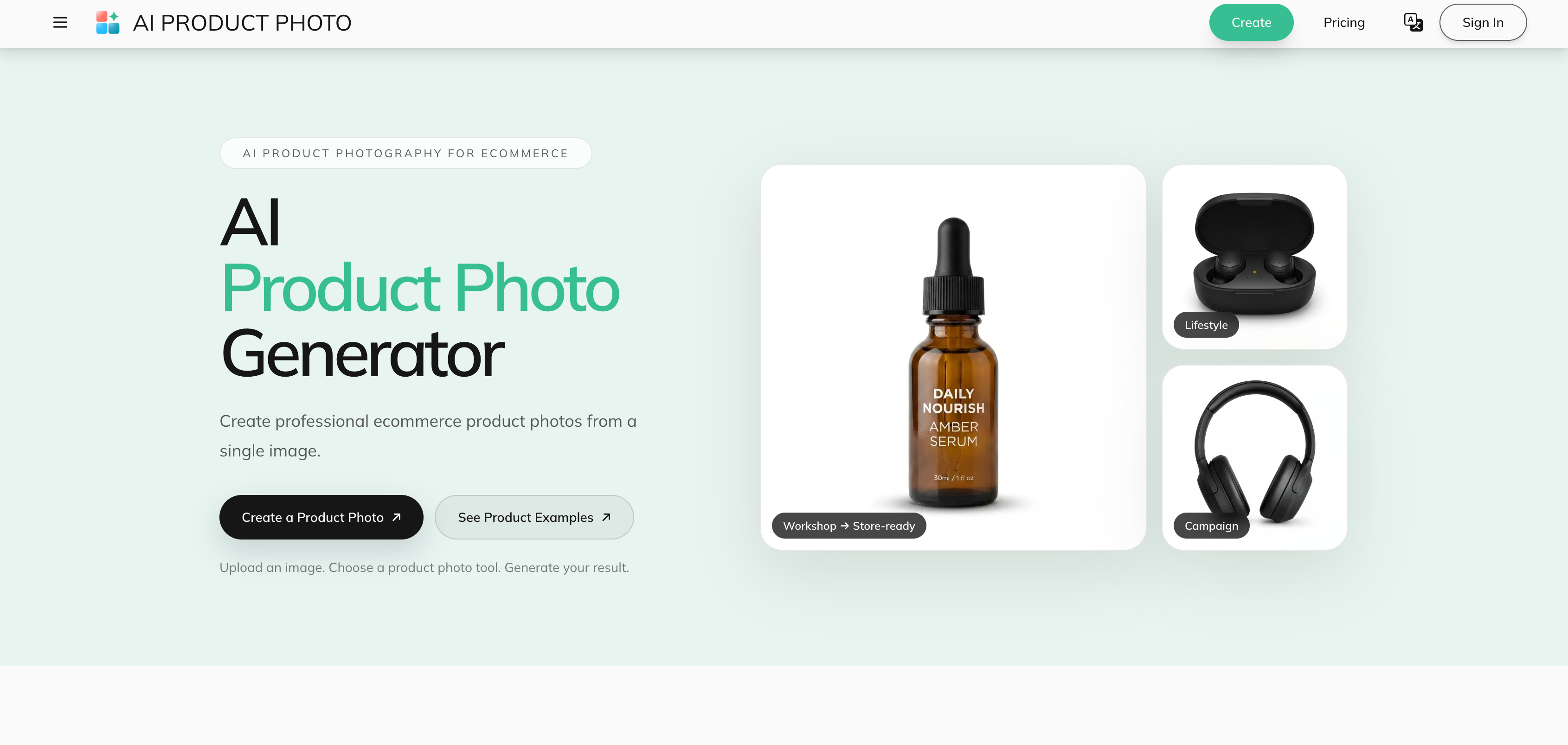 AI Product Photo - Screenshot showing the interface and features of this AI tool