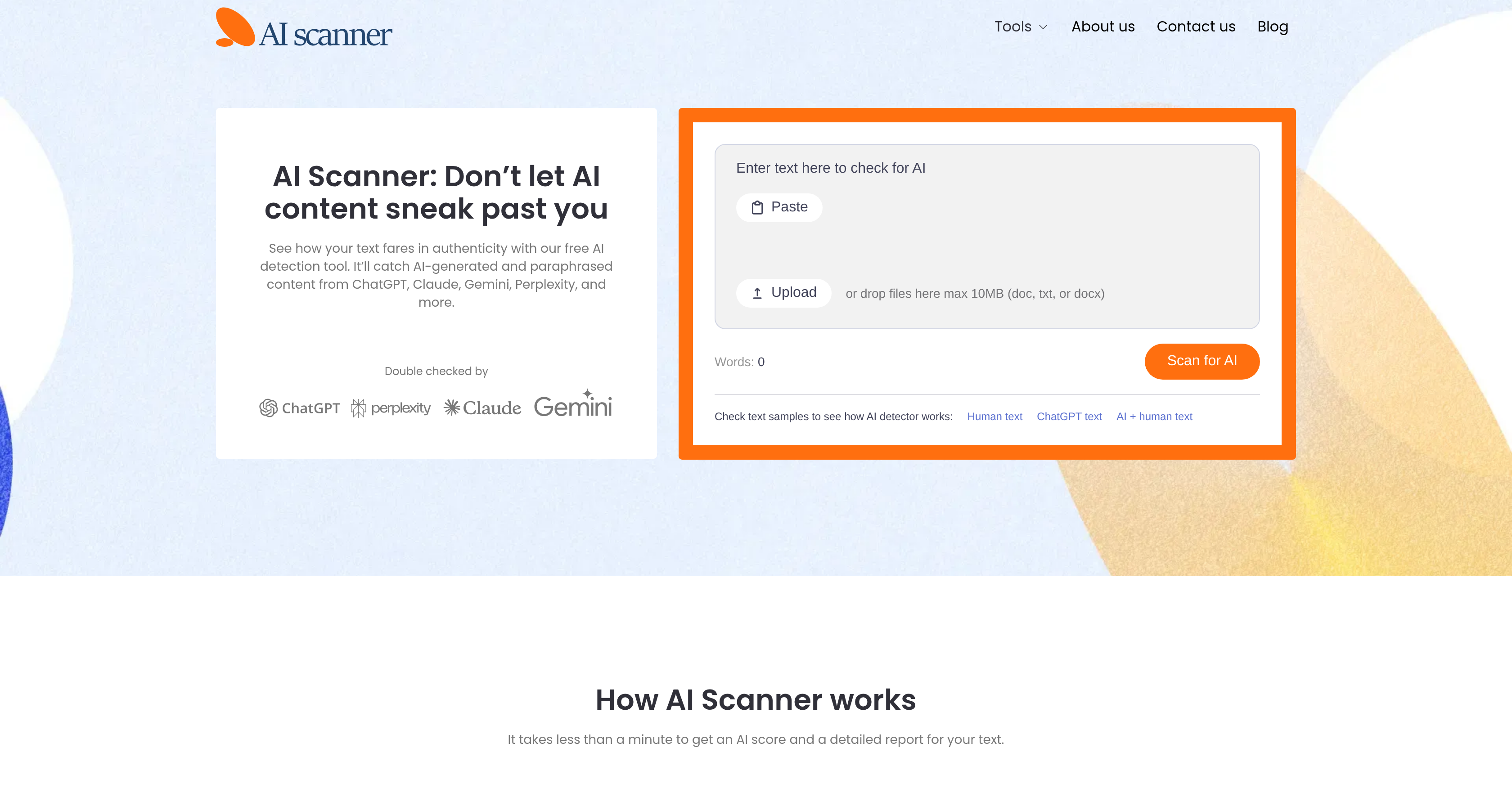 AI Scanner.io - Screenshot showing the interface and features of this AI tool