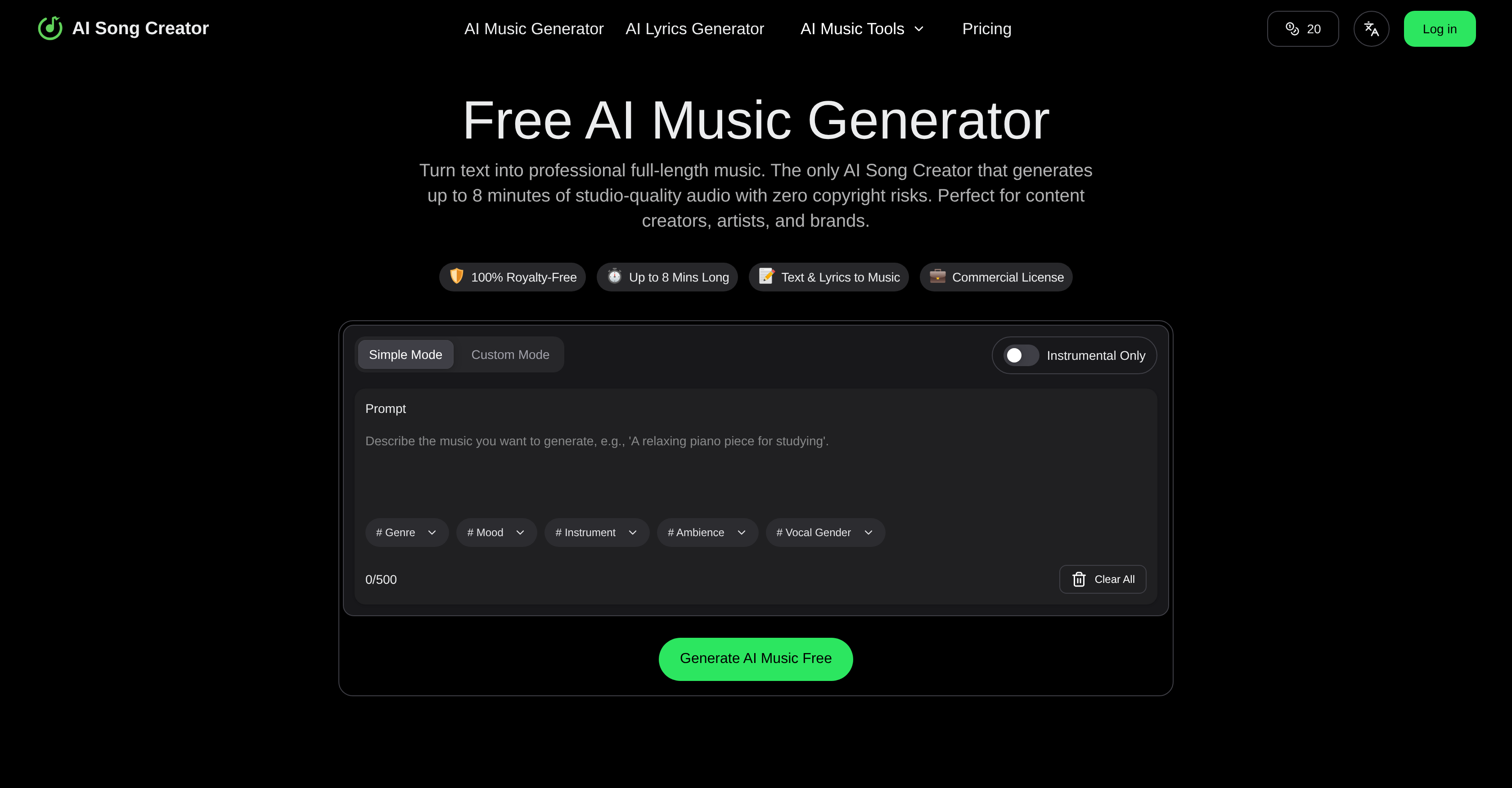 AI Song Creator.app - Screenshot showing the interface and features of this AI tool