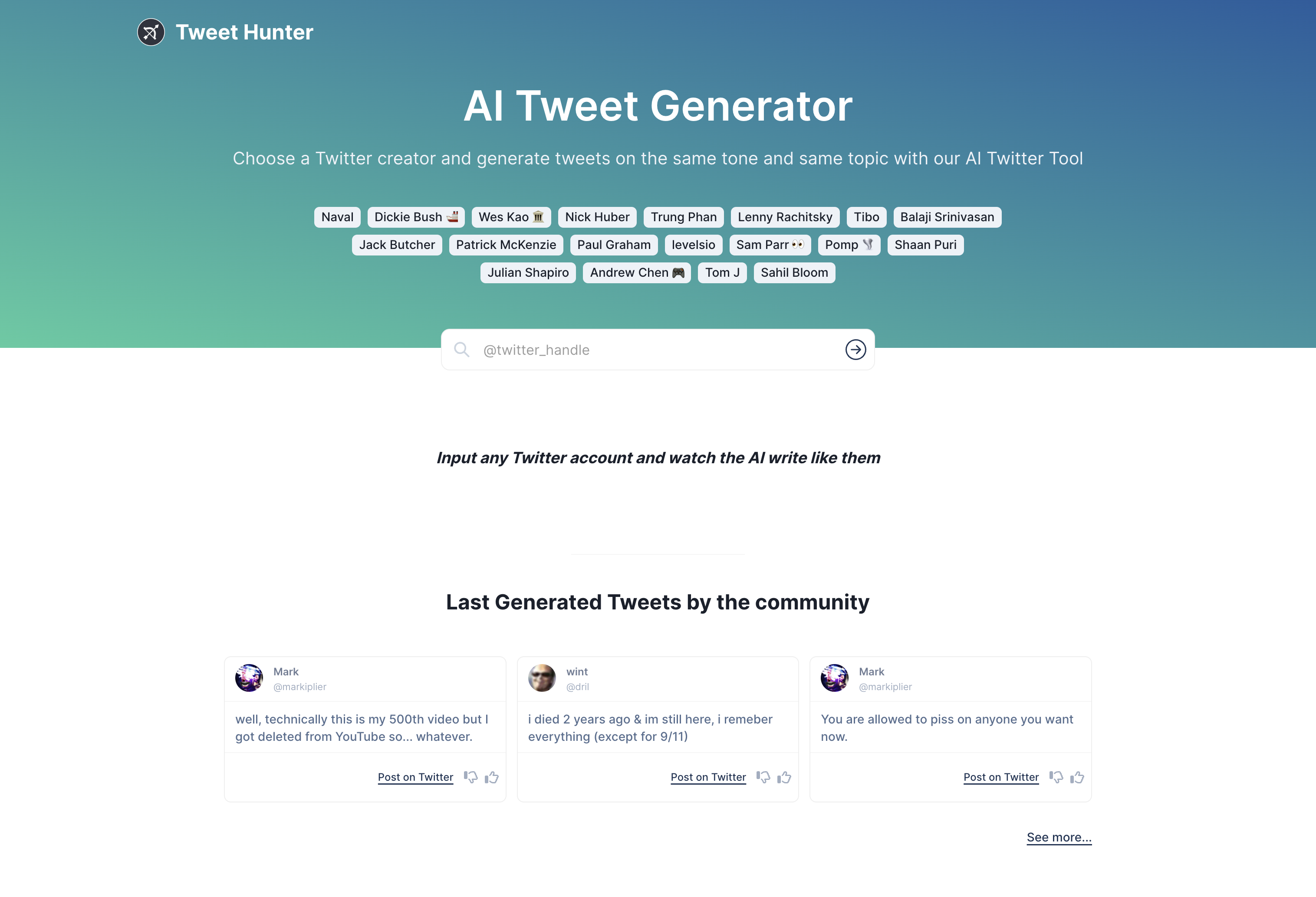 AI Tweet Generator - Screenshot showing the interface and features of this AI tool